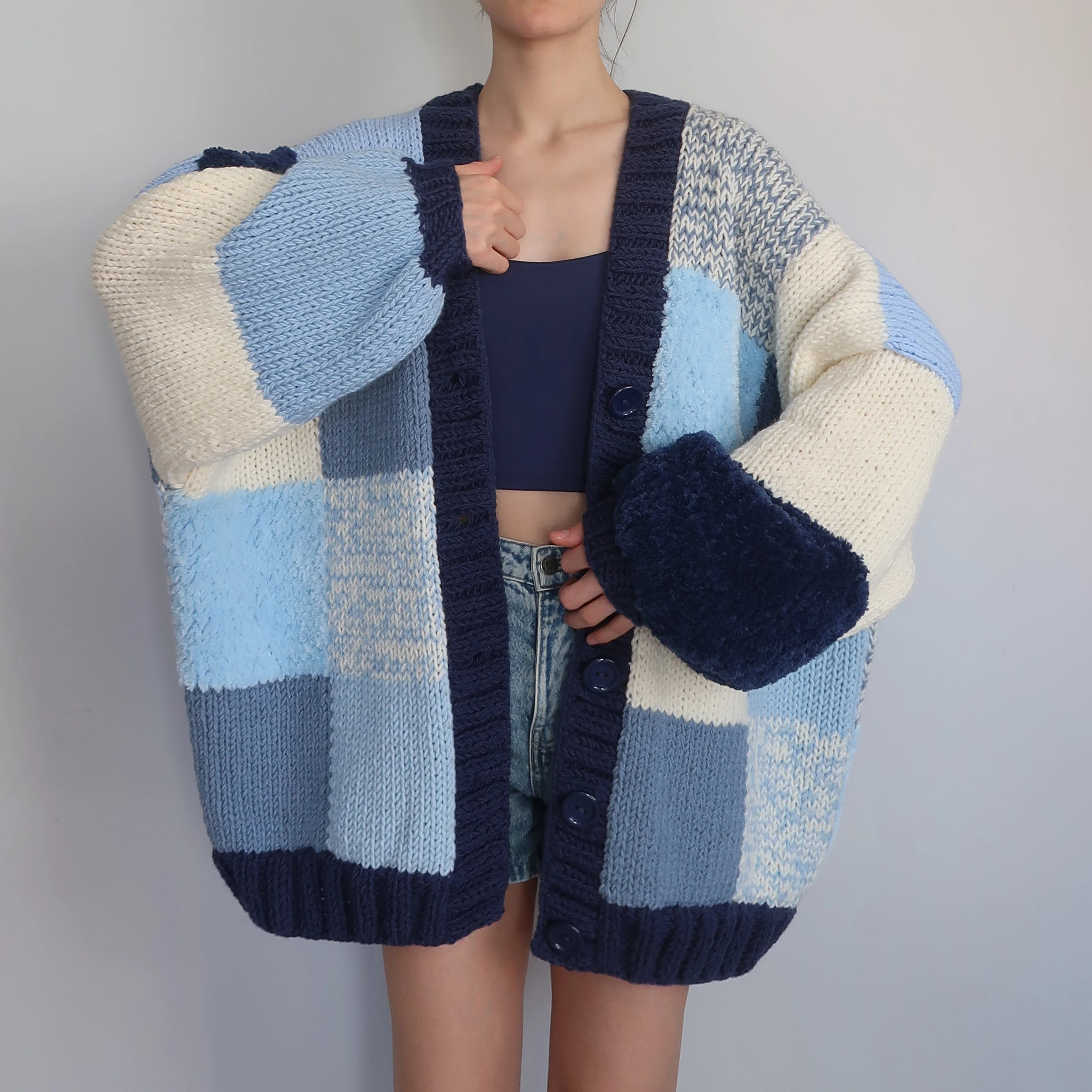 Thinner Arctic Embrace Patchwork Cardigan