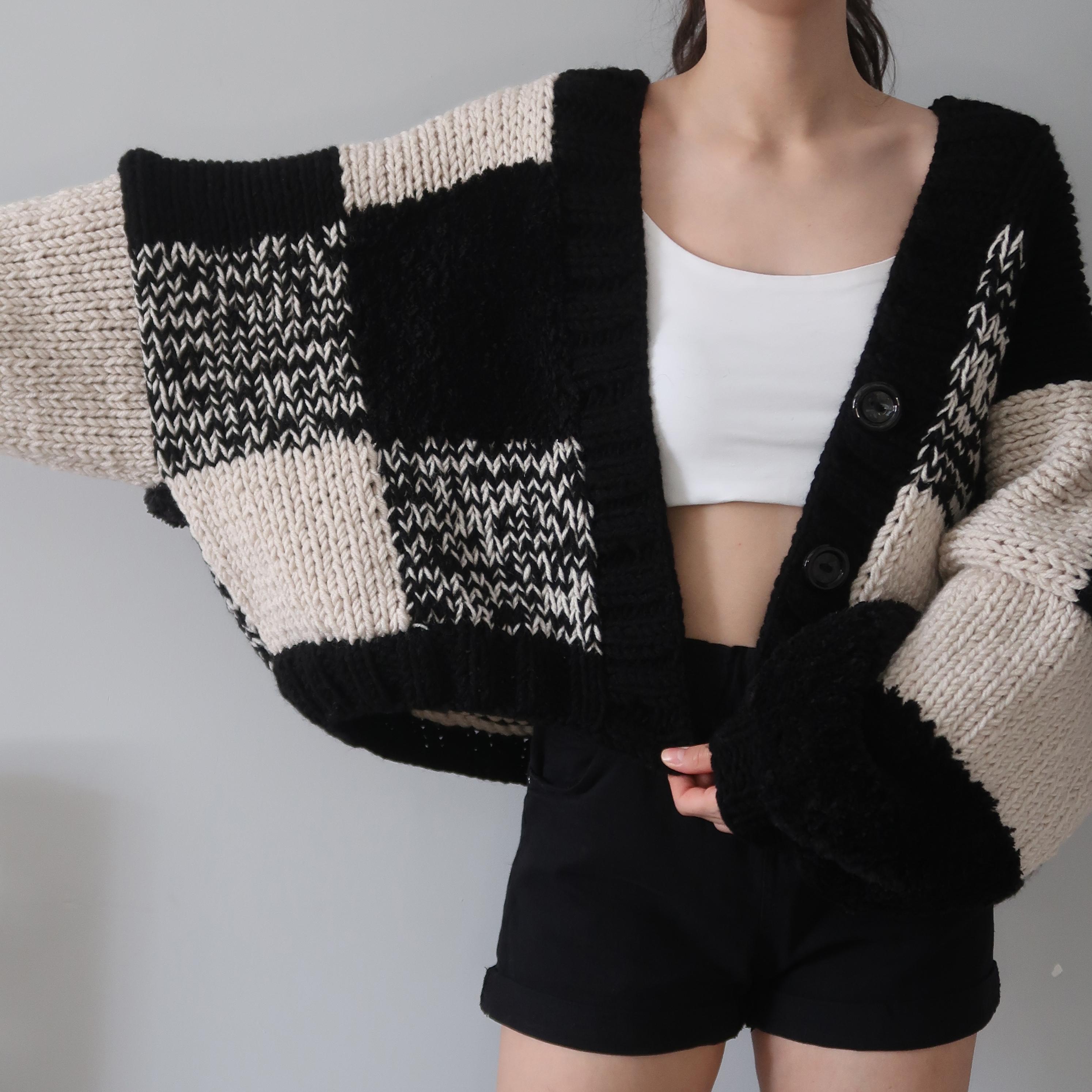 Black Patchwork Cardigan