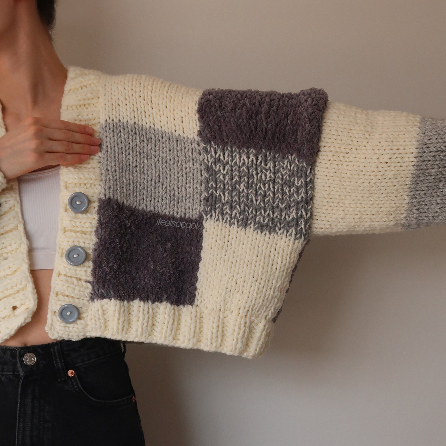 Hazy Clouds Patchwork Cardigan