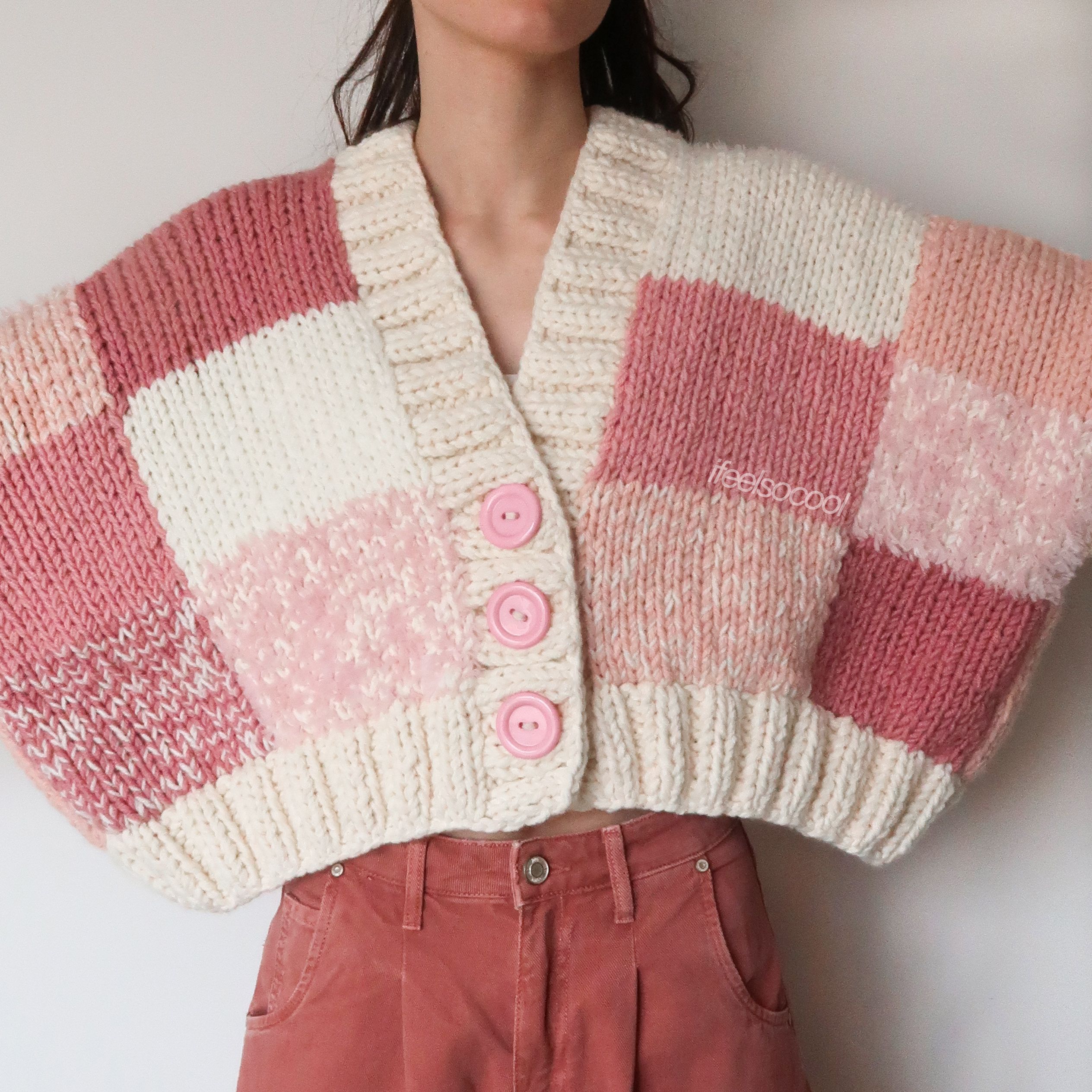 Hot Pink Patchwork Cardigan