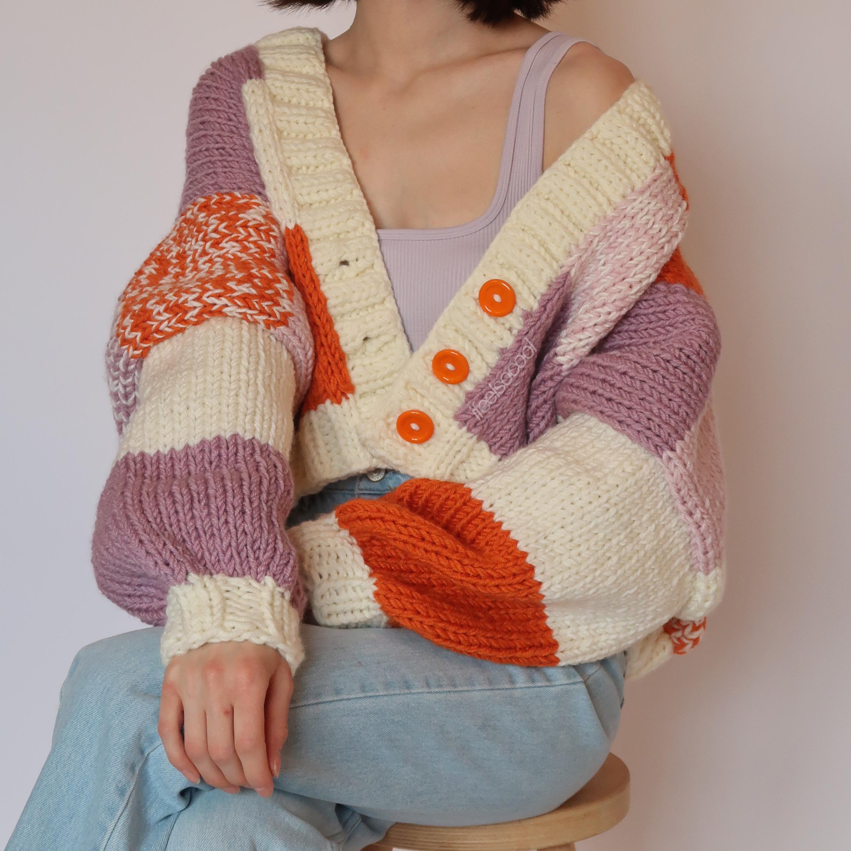 Lilac Orange Patchwork Cardigan