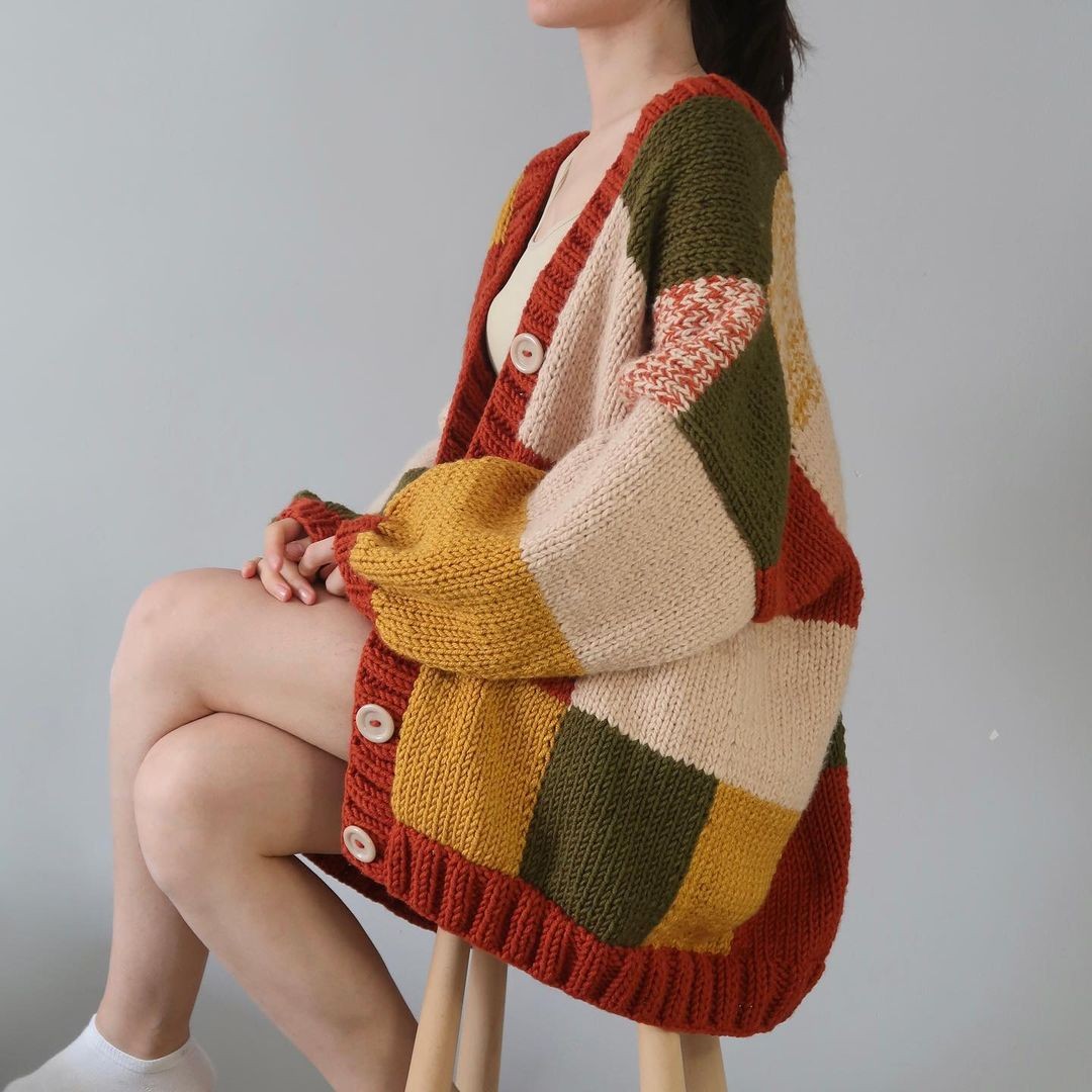 Thinner Autumn Patchwork Cardigan