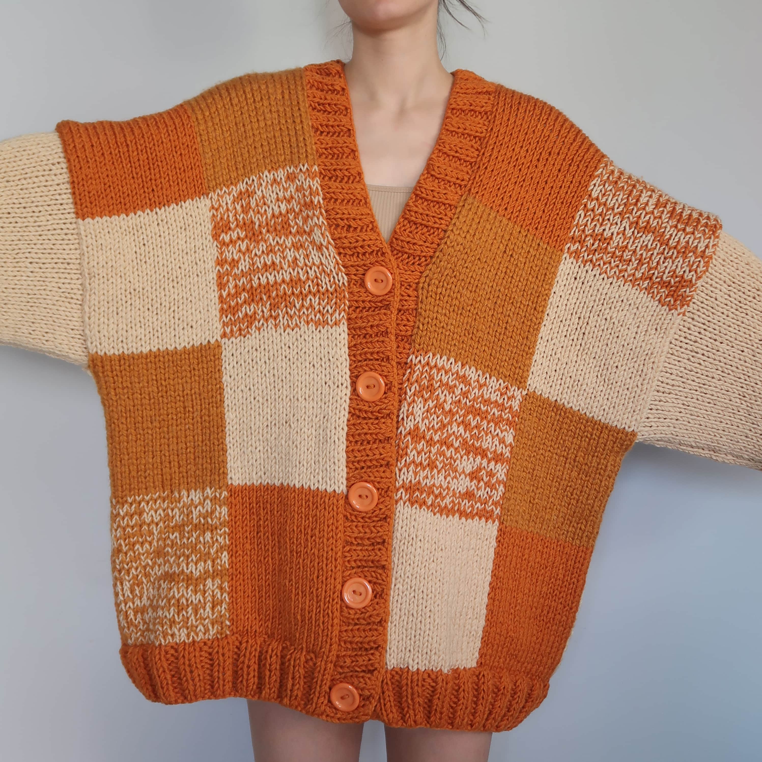 Thinner Amber Glow Patchwork Cardigan