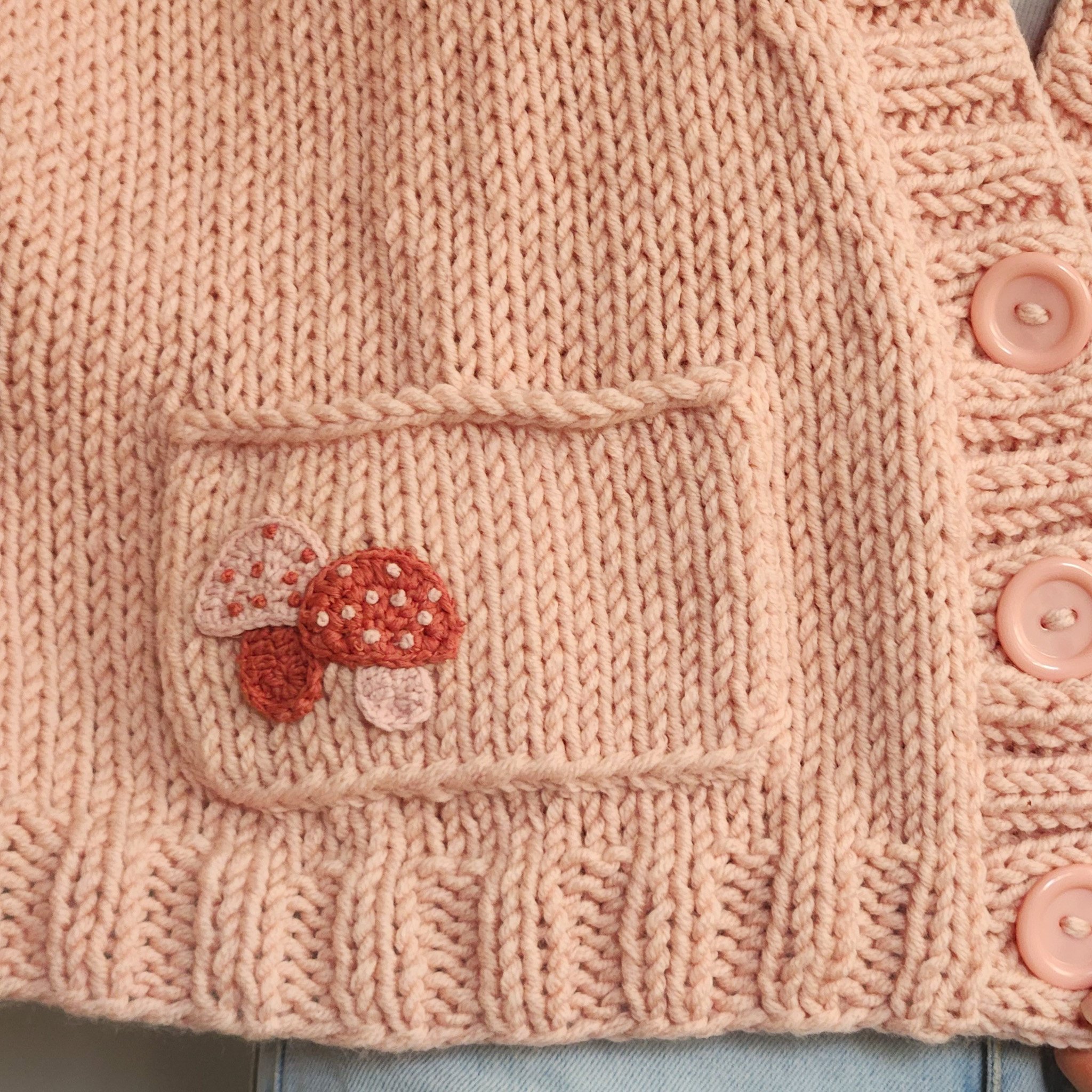 Pink Mushroom Pocket Cardigan