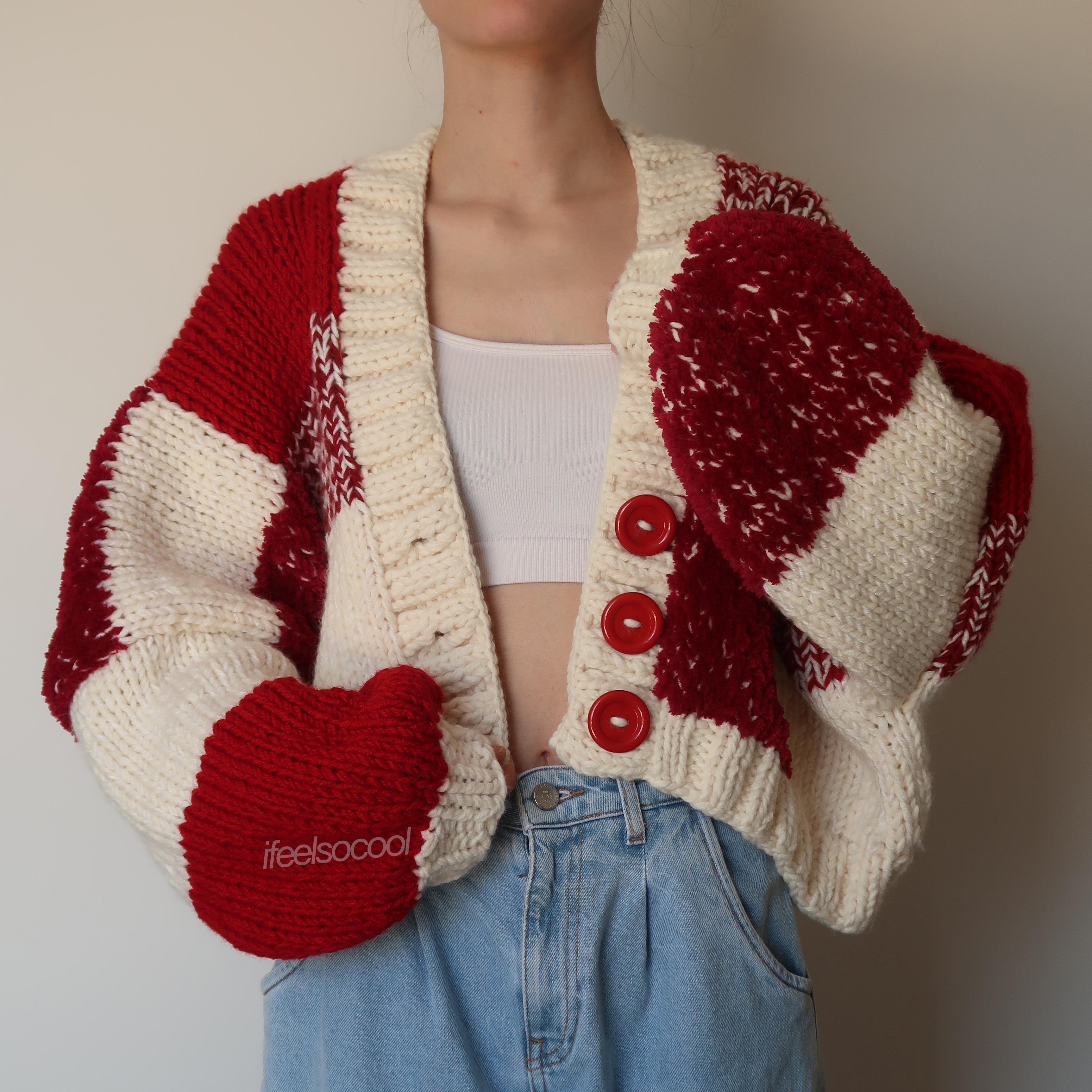 Red Velvet Patchwork Cardigan