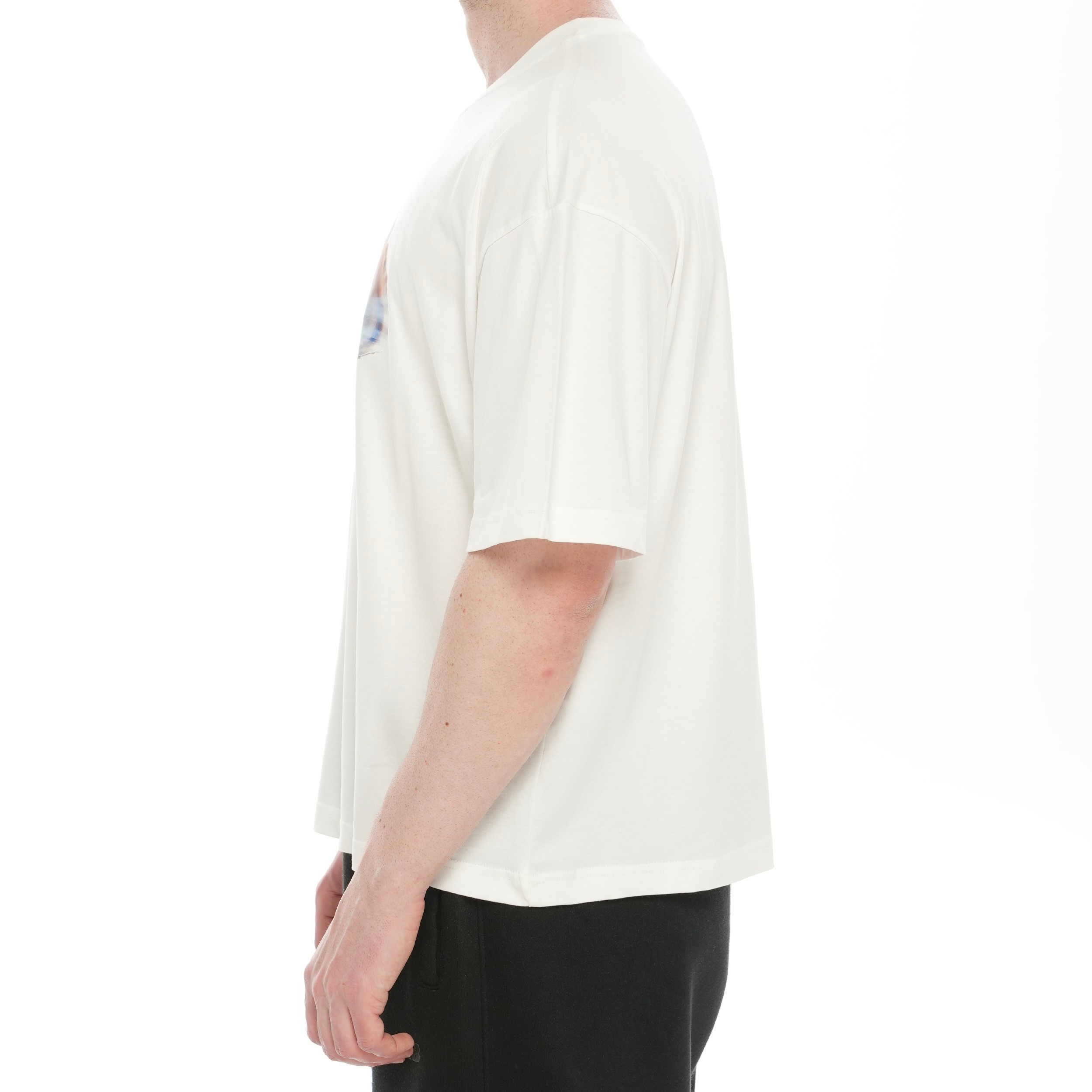 100% Cotton Crew Neck Boxy Fit Short Sleeve T-Shirt - Sea ​​Pearl