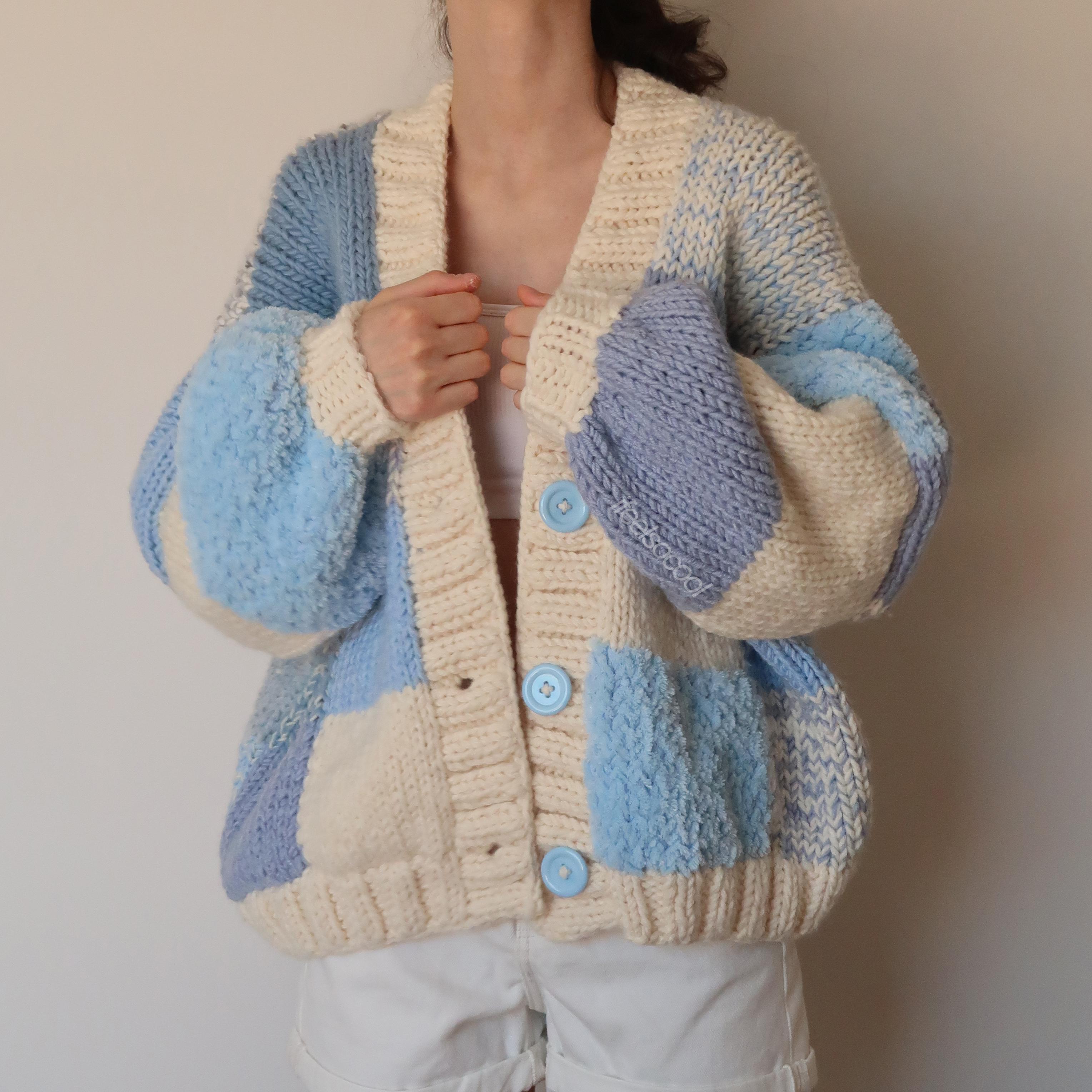 Icy Blue Patchwork Cardigan