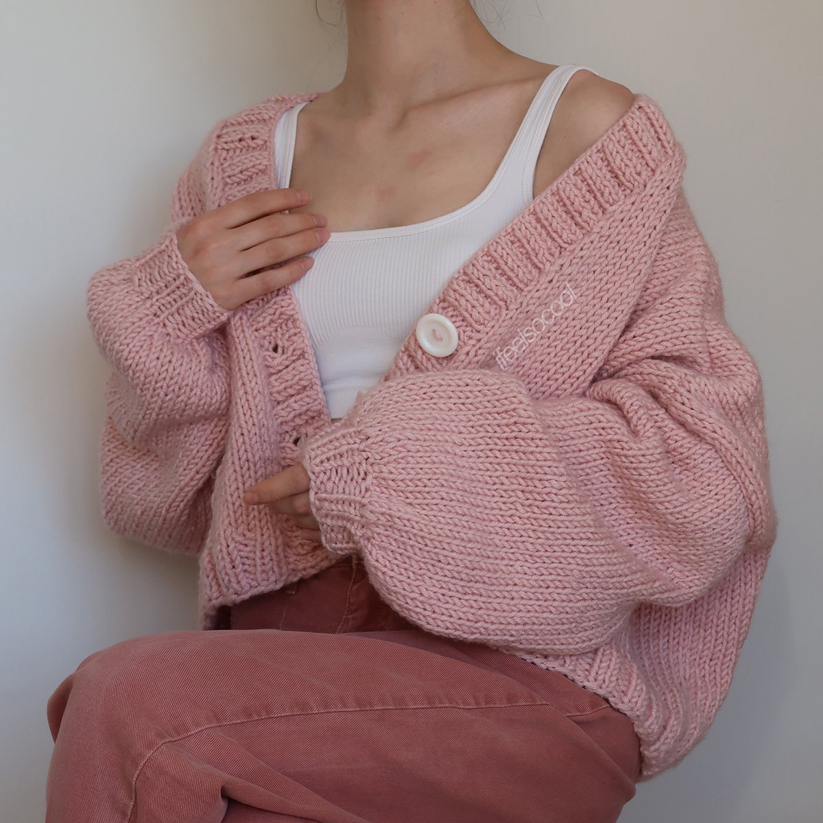 Pink Daisy Pocket Cardigan