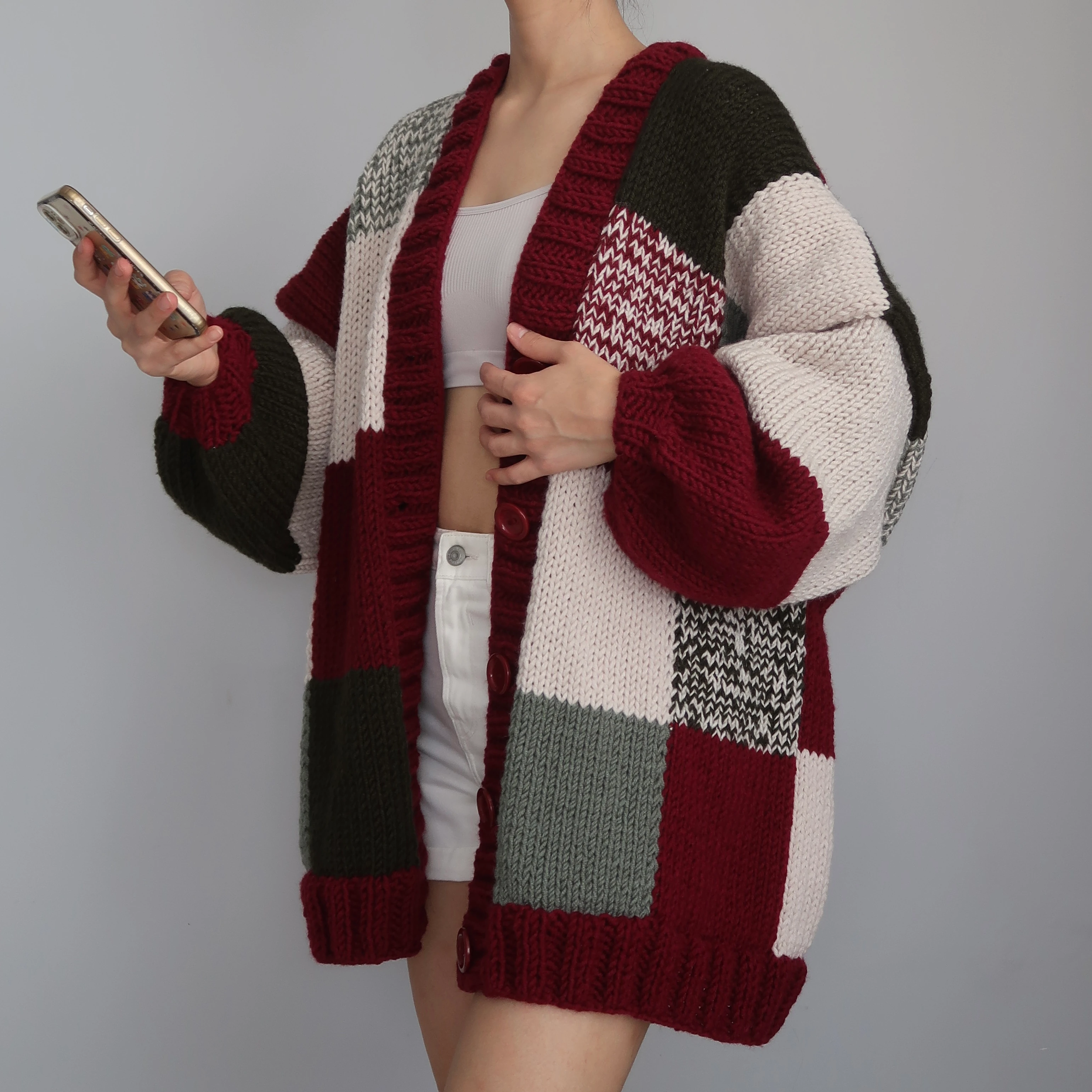 Thinner Mistletoe Dreams Patchwork Cardigan (Christmas Edition)