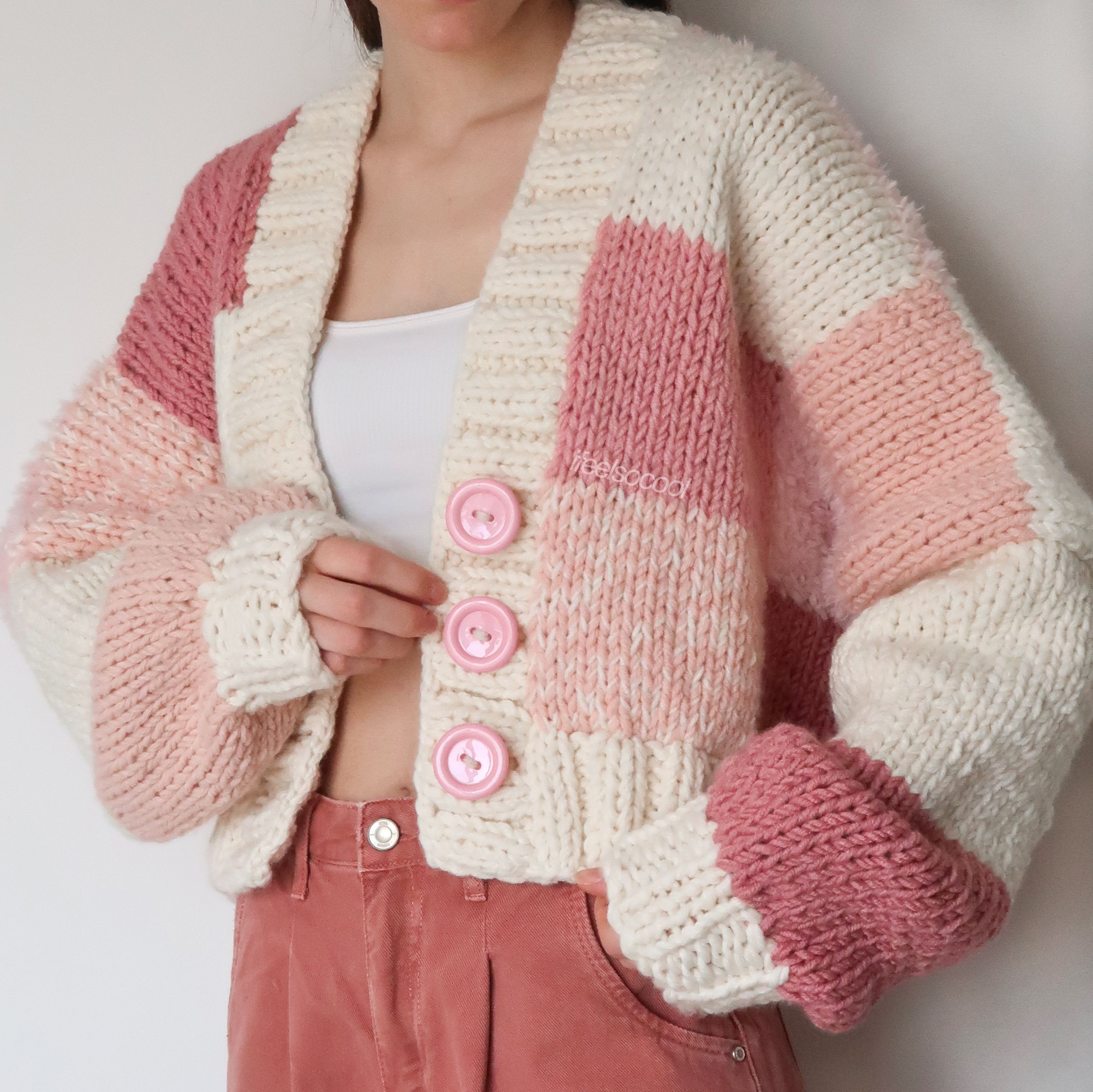 Hot Pink Patchwork Cardigan