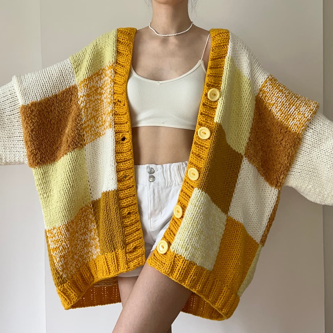トップス leinwande  Bubble Patchwork Cardigan LEINWANDE Bubble Patchwork Cardigan