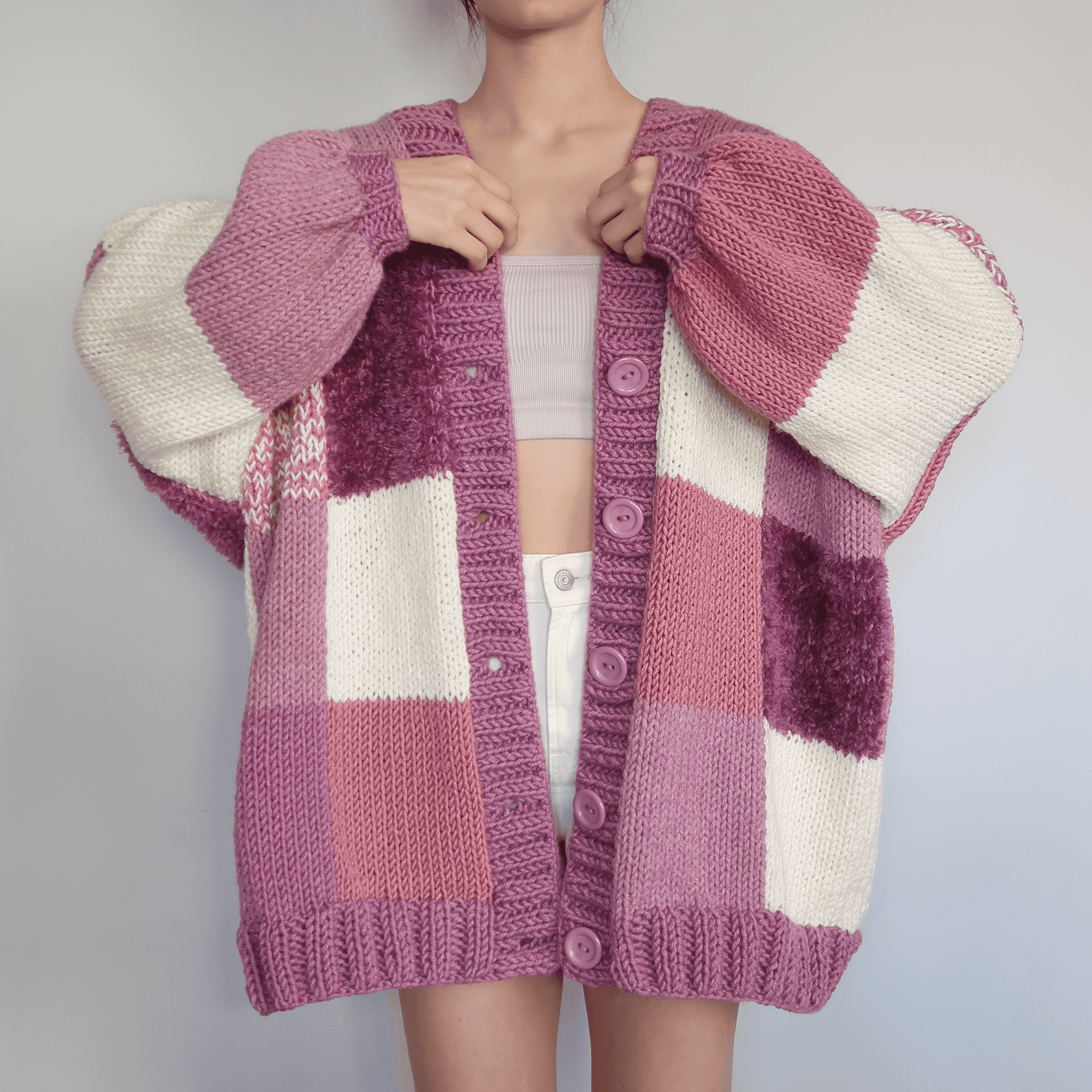 Thinner Beautyberry Patchwork Cardigan