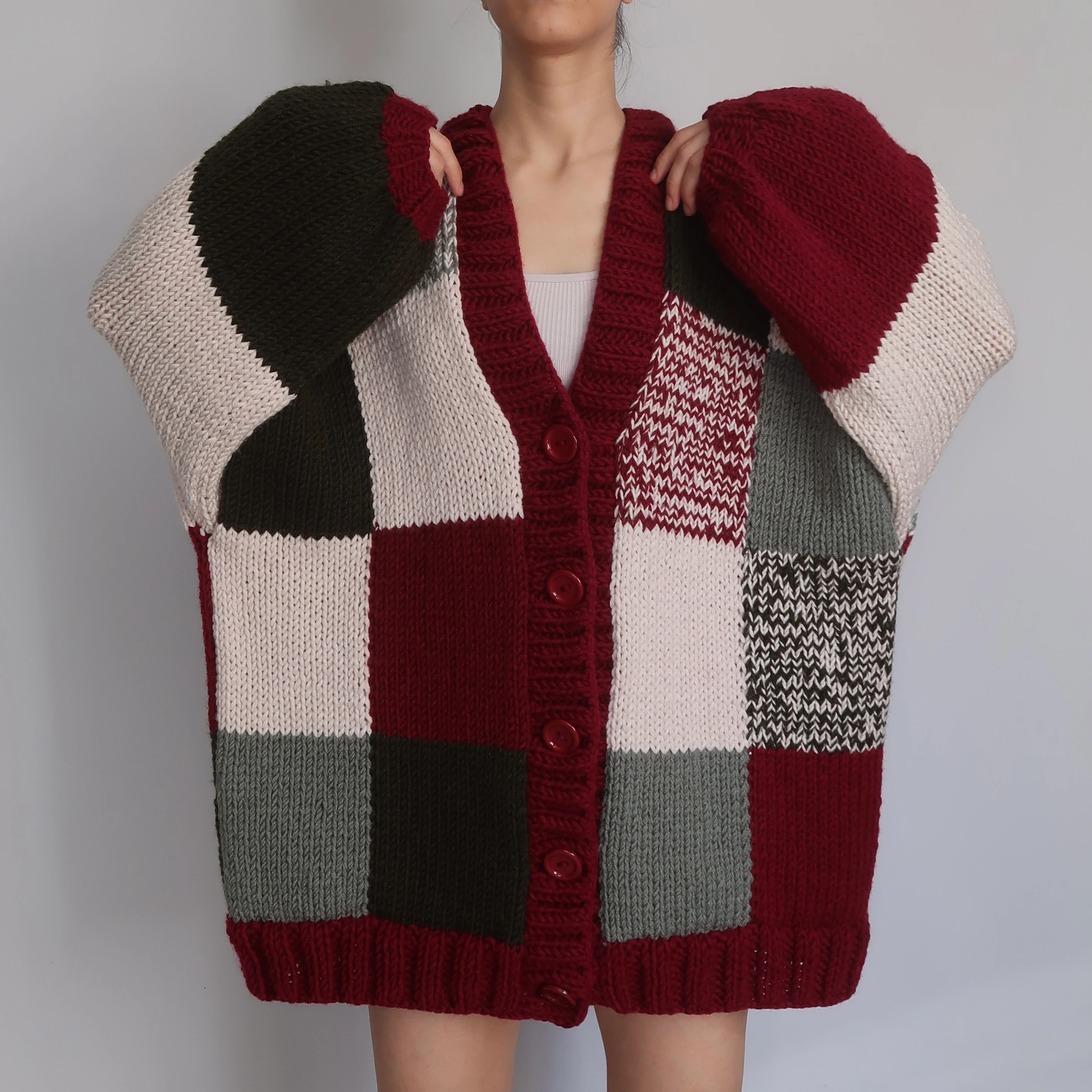 Thinner Mistletoe Dreams Patchwork Cardigan (Christmas Edition)