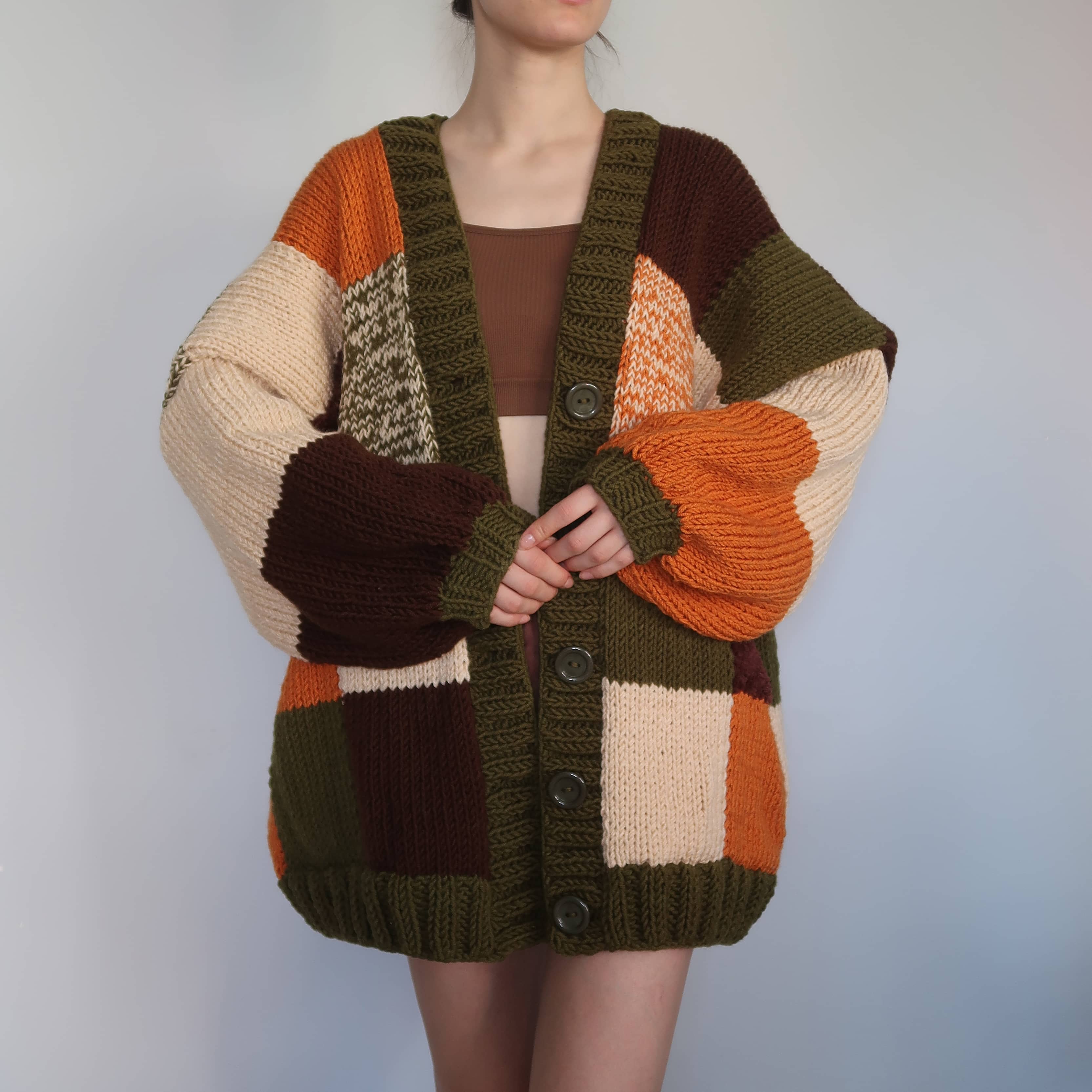 Thinner Rustic Autumn Patchwork Cardigan