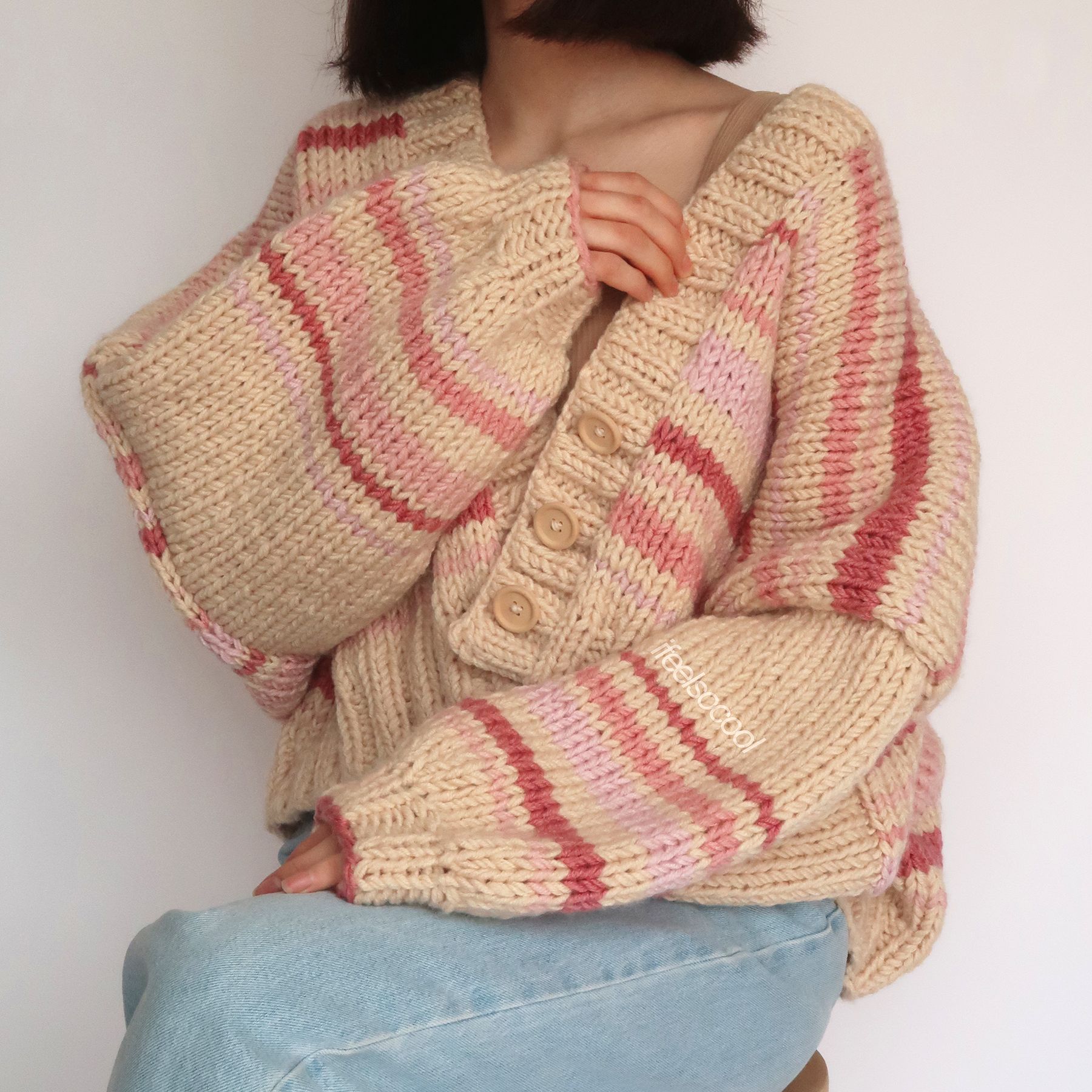 Strawberry Cake Striped Cardigan