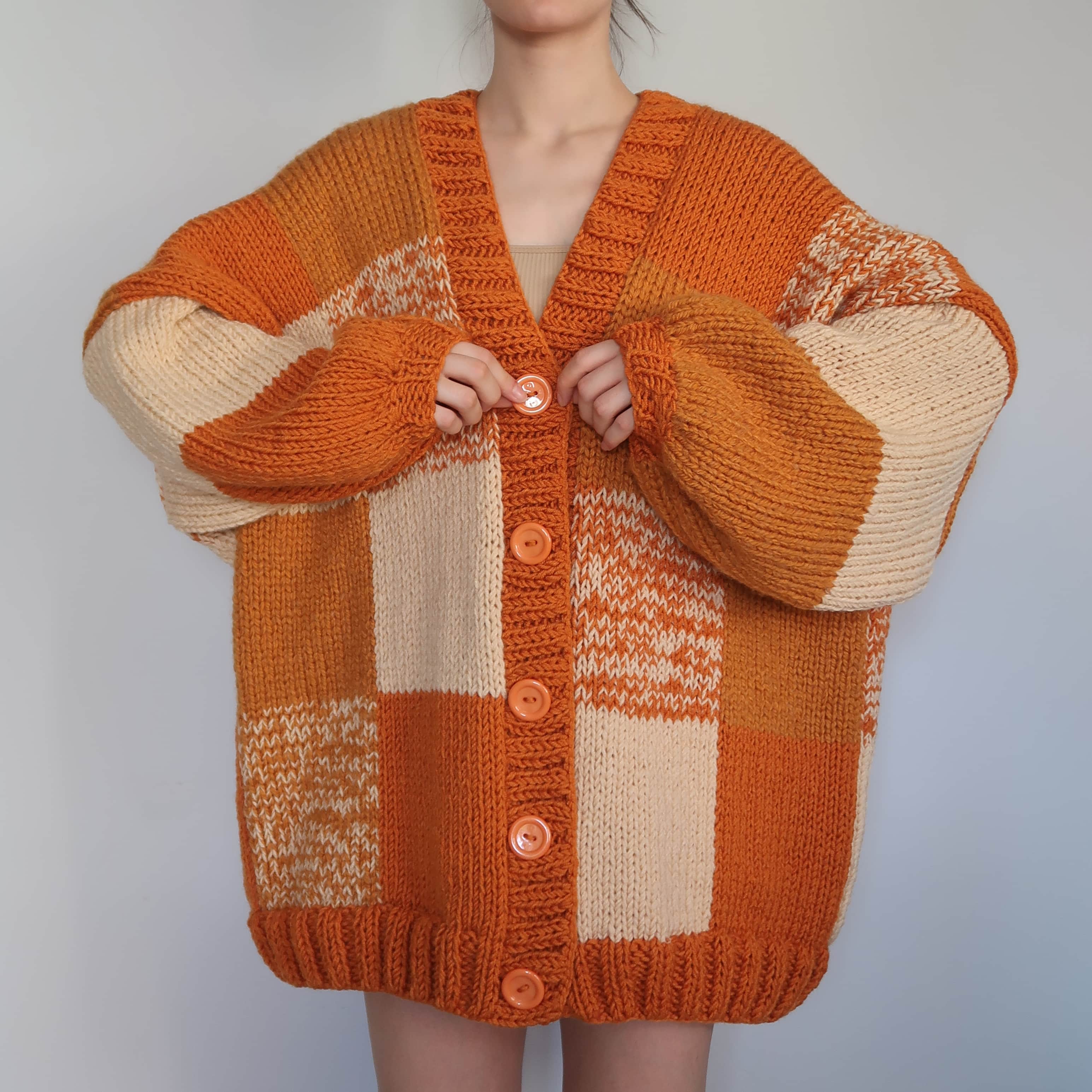 Thinner Amber Glow Patchwork Cardigan