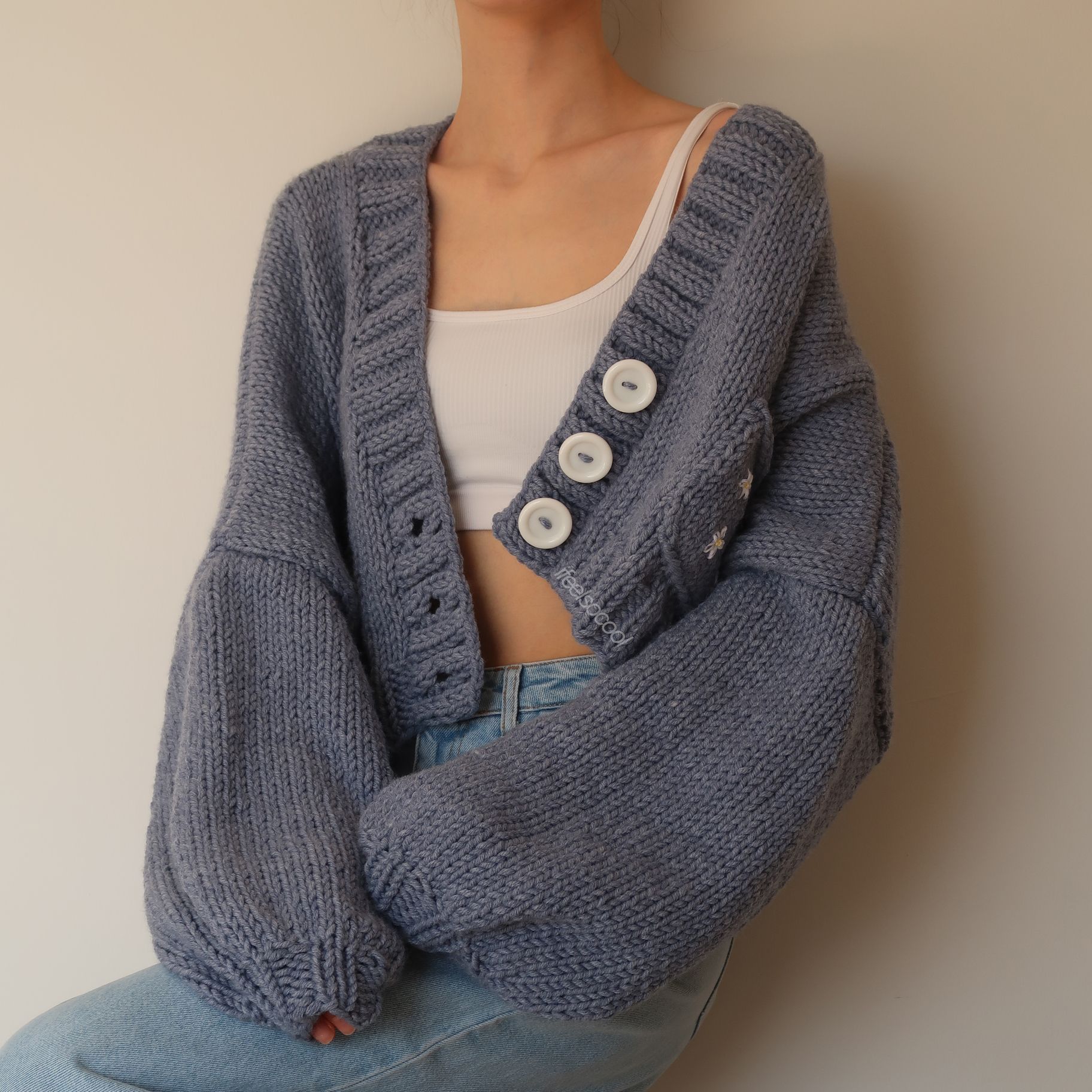 Denim Daisy Pocket Cardigan