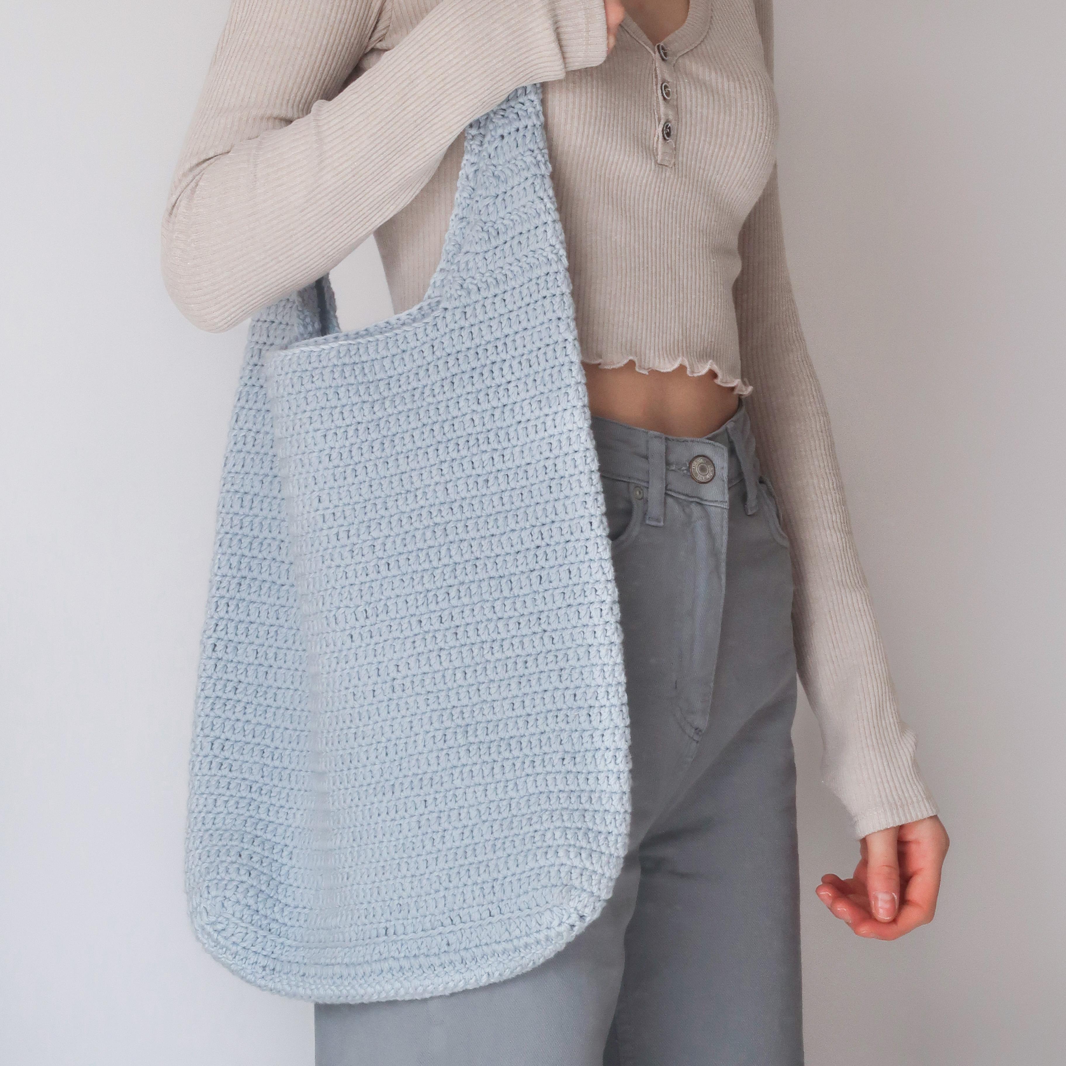 Handmade Crochet Tote Bag - Blue