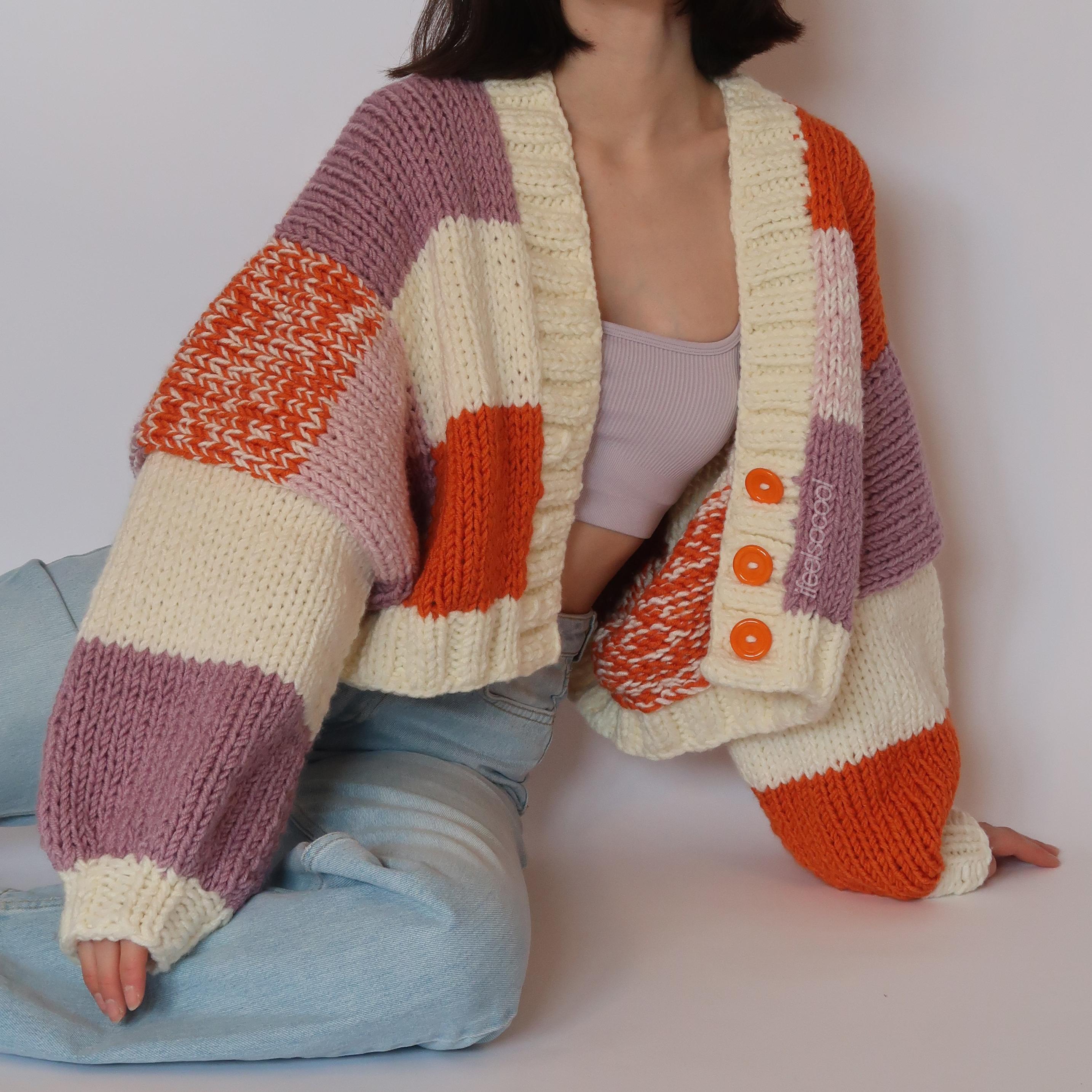 Lilac Orange Patchwork Cardigan