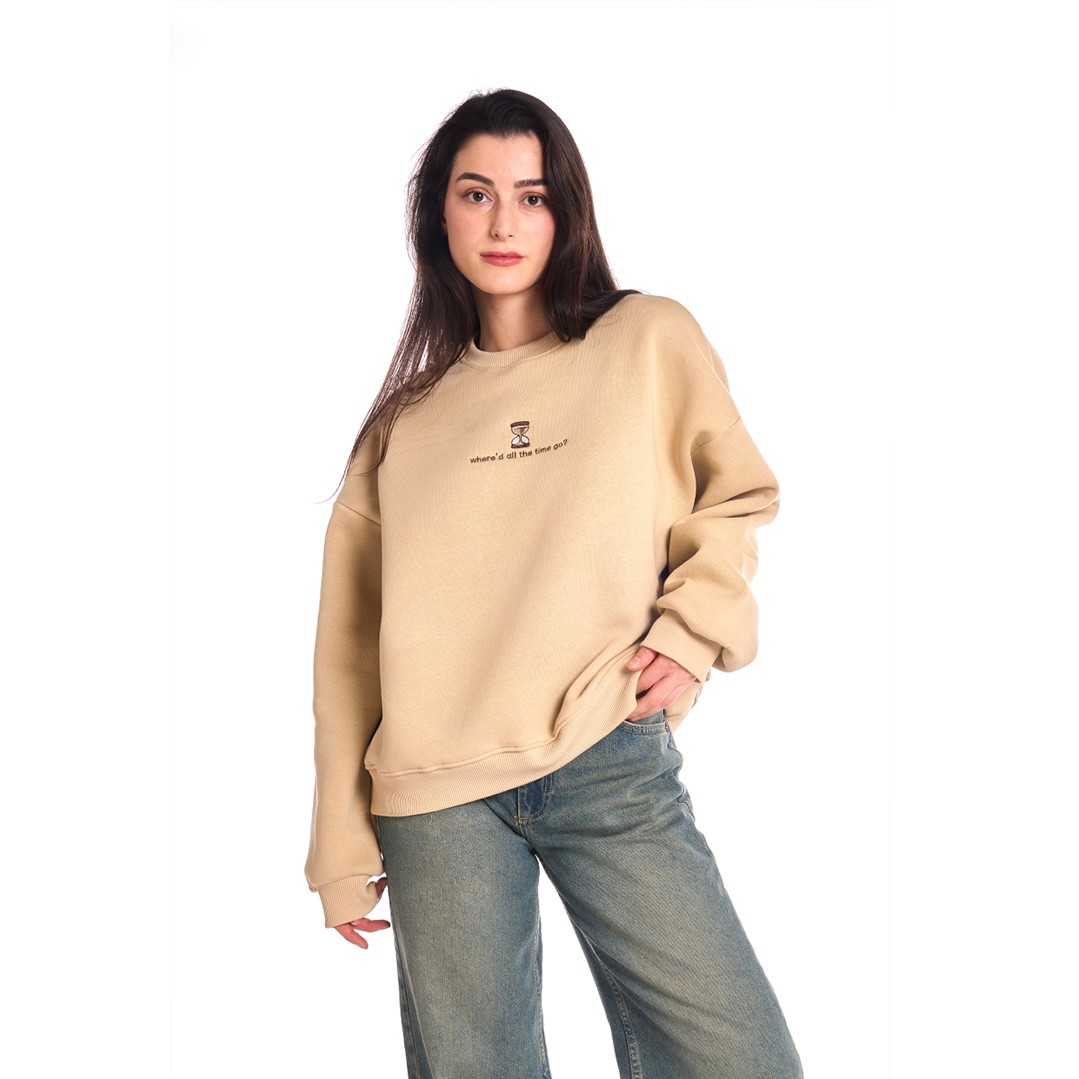 MÓIDE |  Beige Oversized Sweatshirt | where’d all the time go?