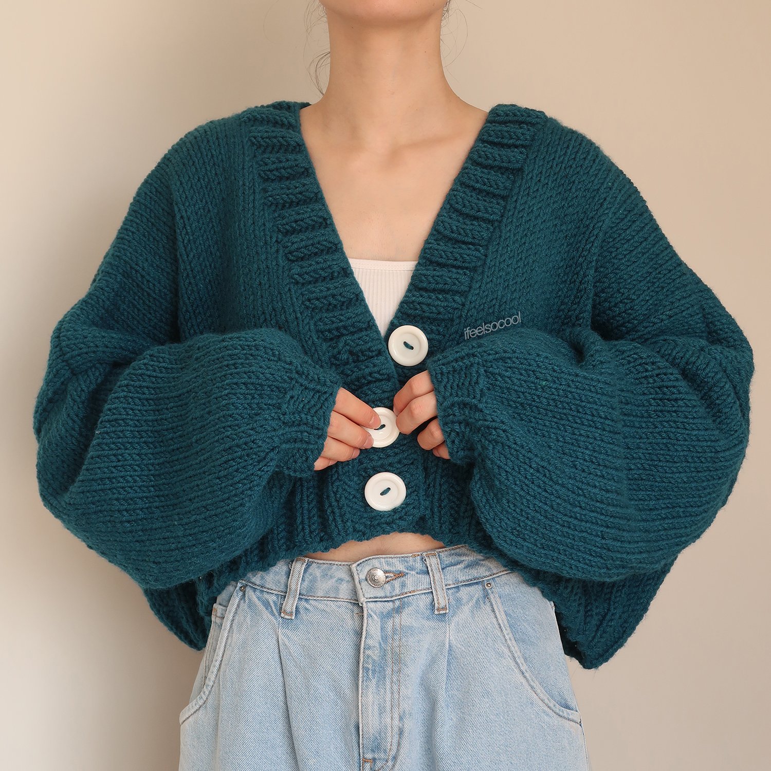 Petrol Daisy Pocket Cardigan