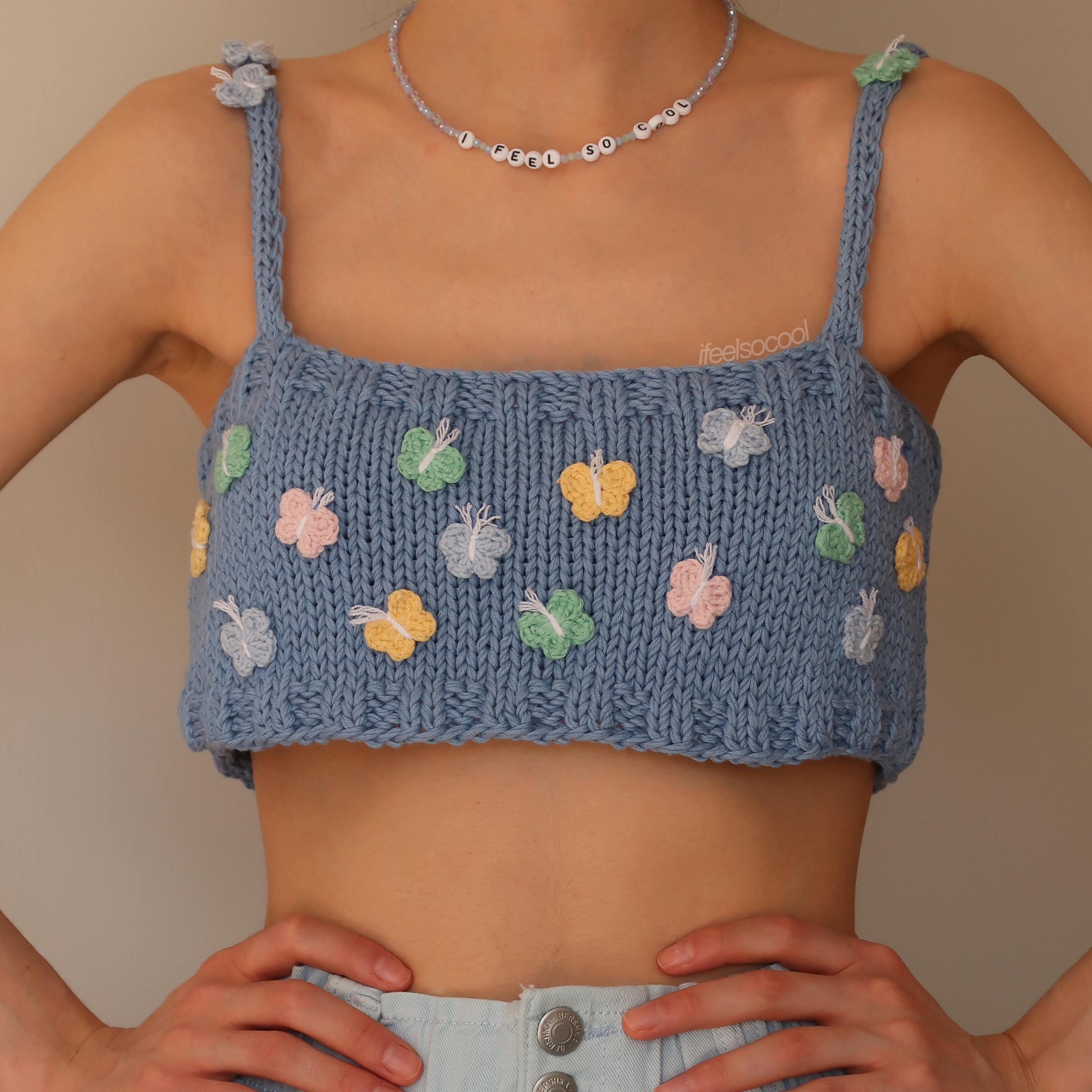 Butterfly Hand-knitted Crop Top