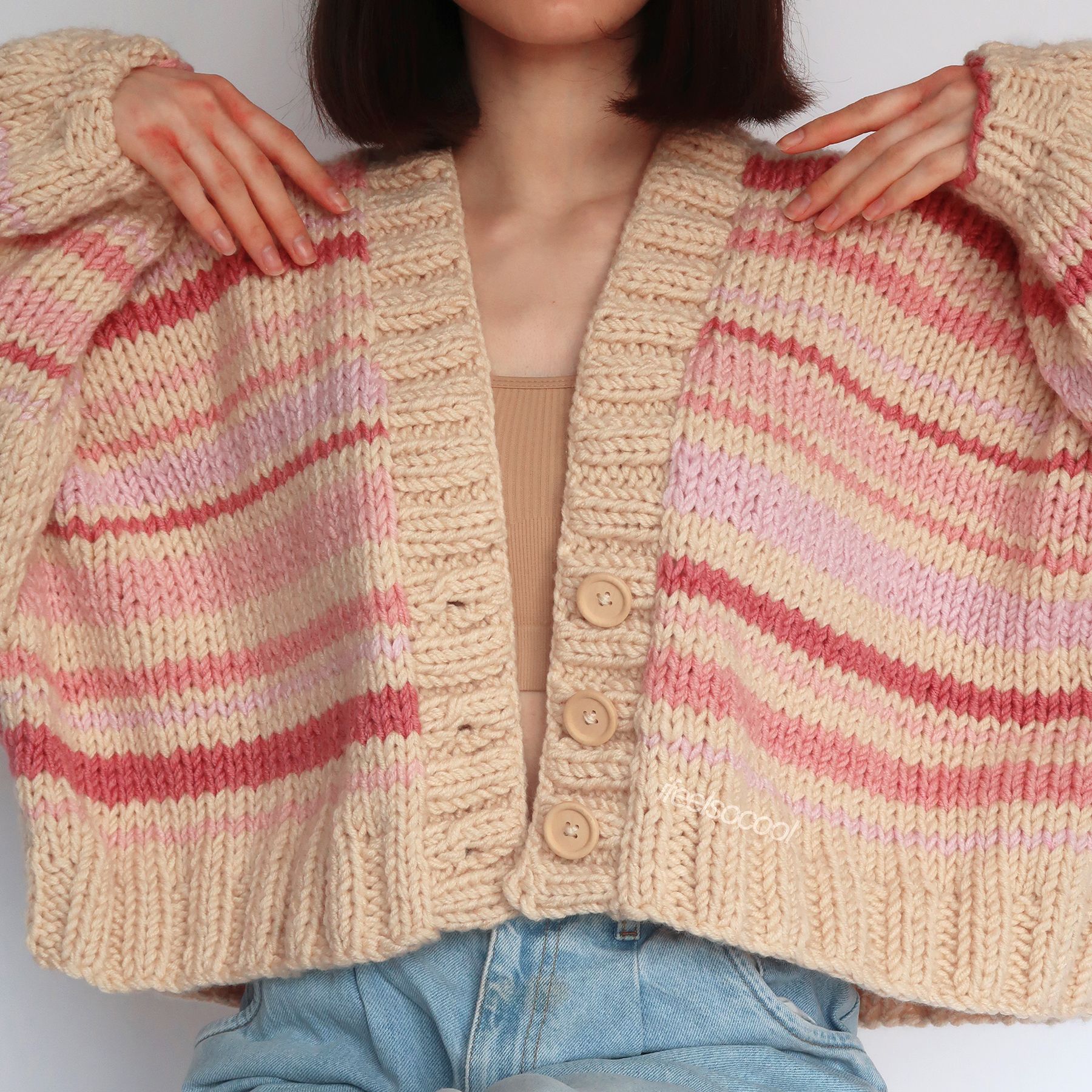 Strawberry Cake Striped Cardigan