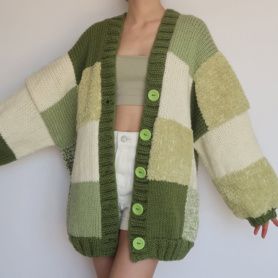 Thinner Green Mayhem Patchwork Cardigan