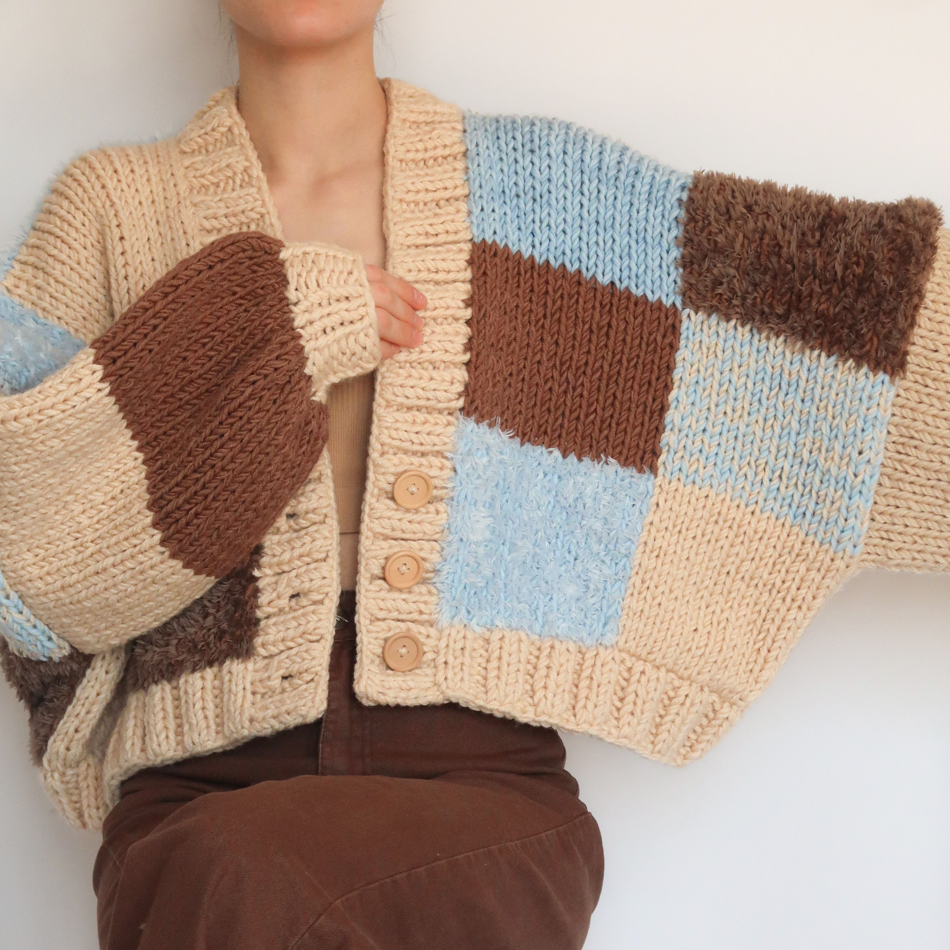 Cookie Monster Patchwork Cardigan