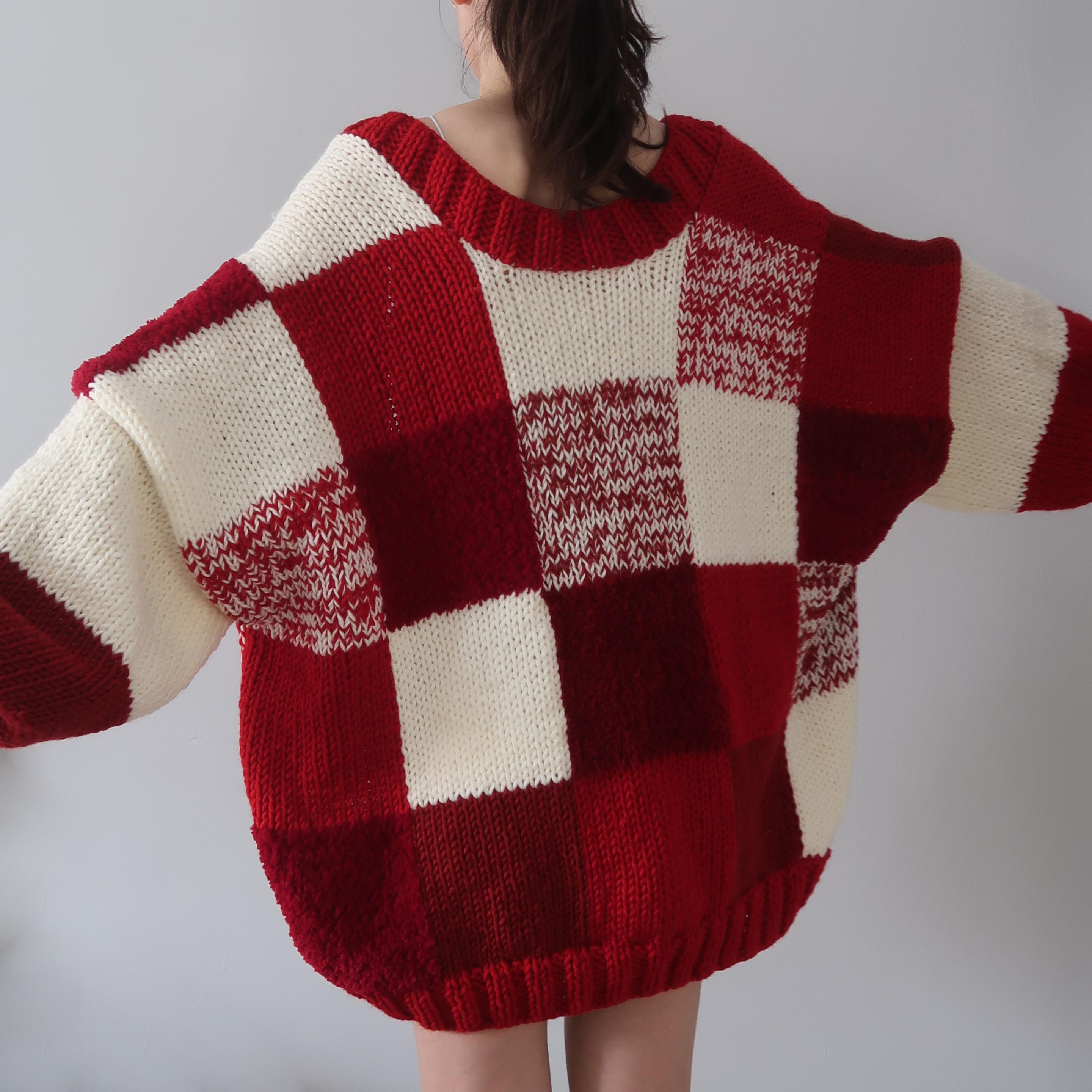 Thinner Red Velvet Patchwork Cardigan