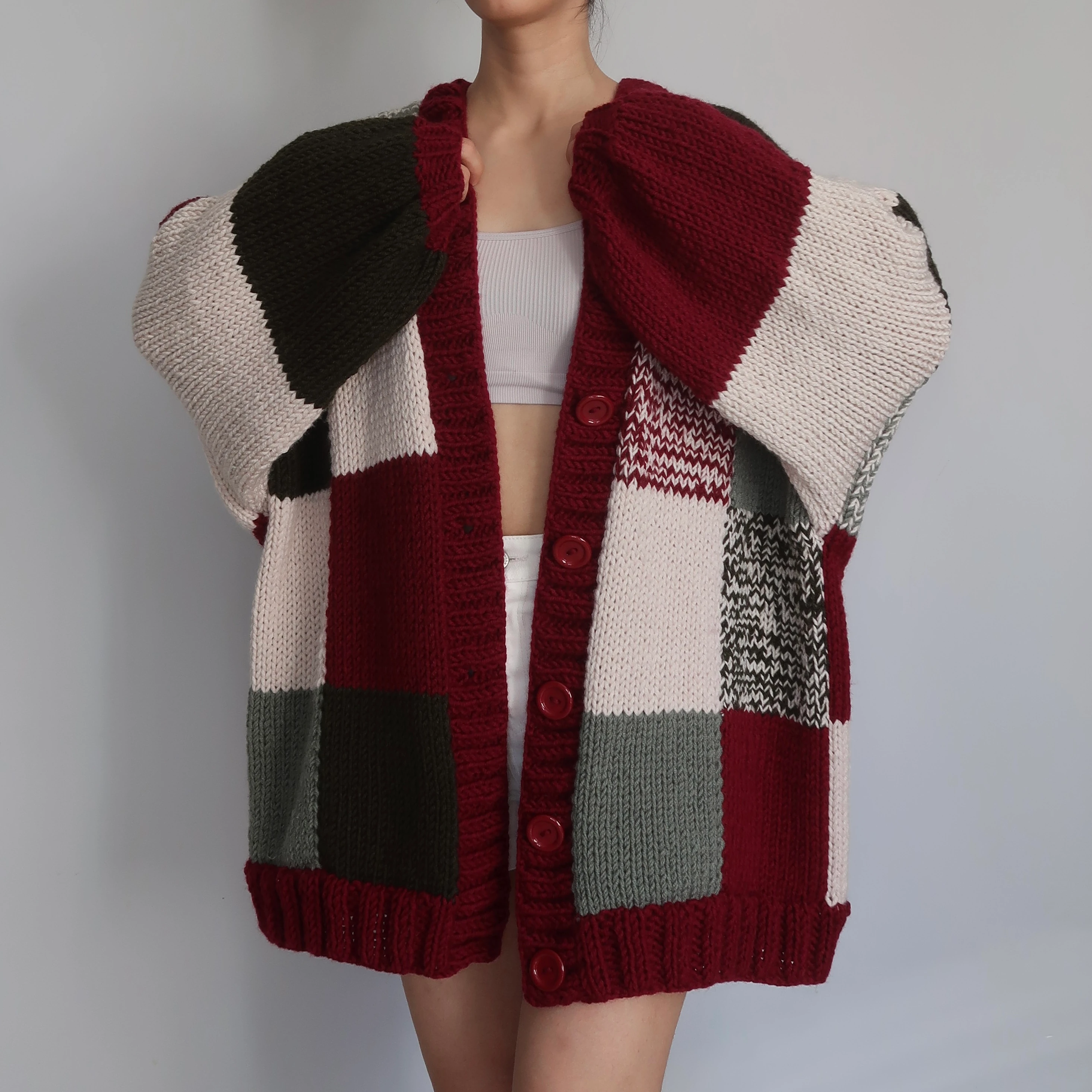 Thinner Mistletoe Dreams Patchwork Cardigan (Christmas Edition)