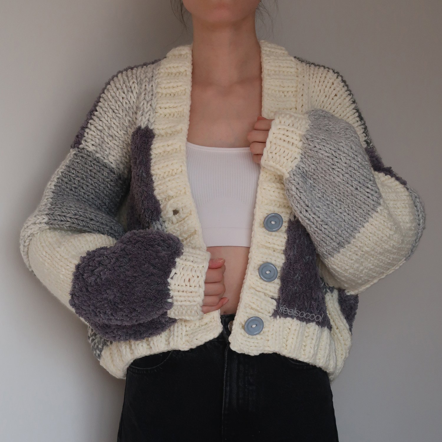 Hazy Clouds Patchwork Cardigan