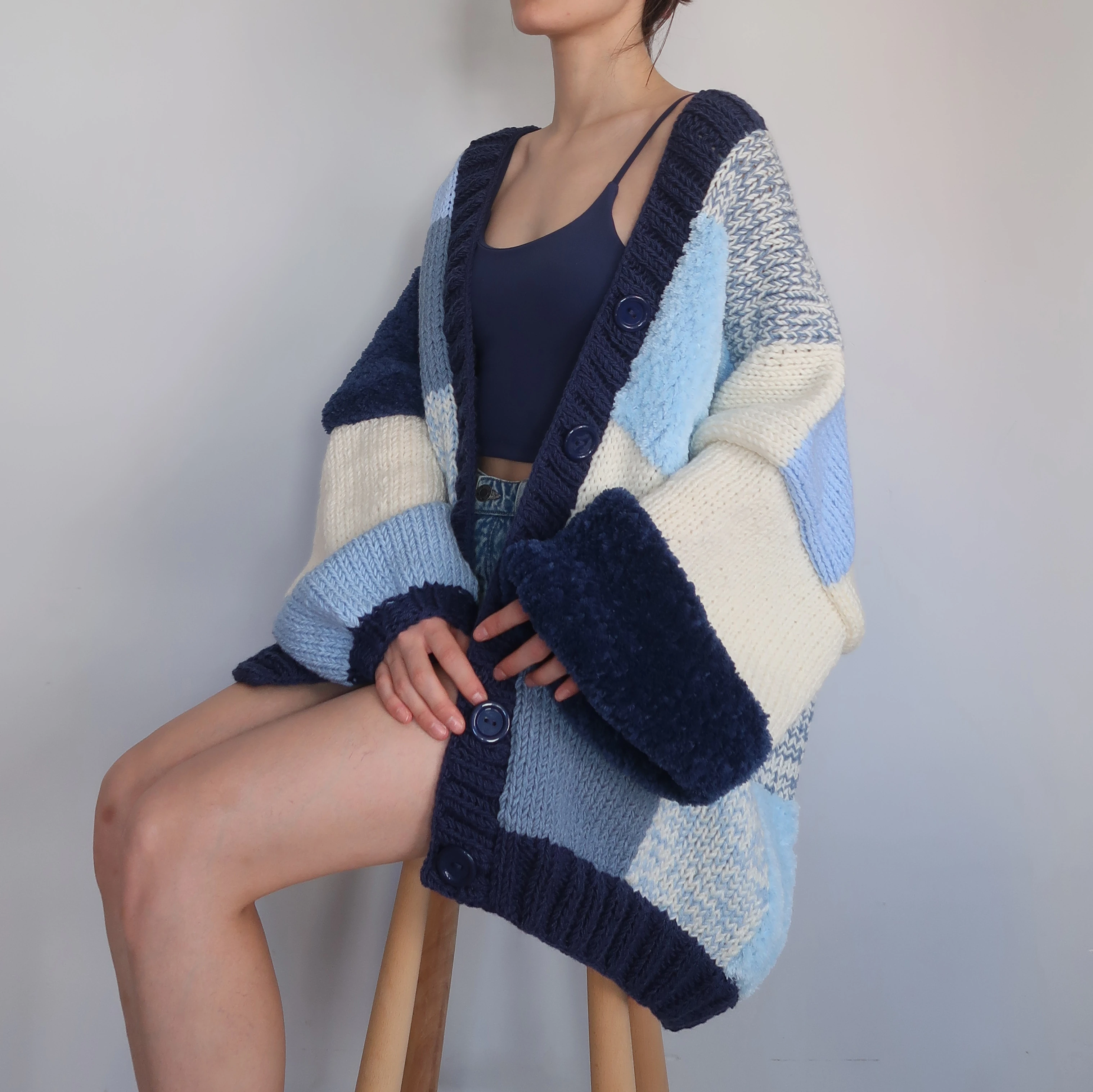 Thinner Arctic Embrace Patchwork Cardigan