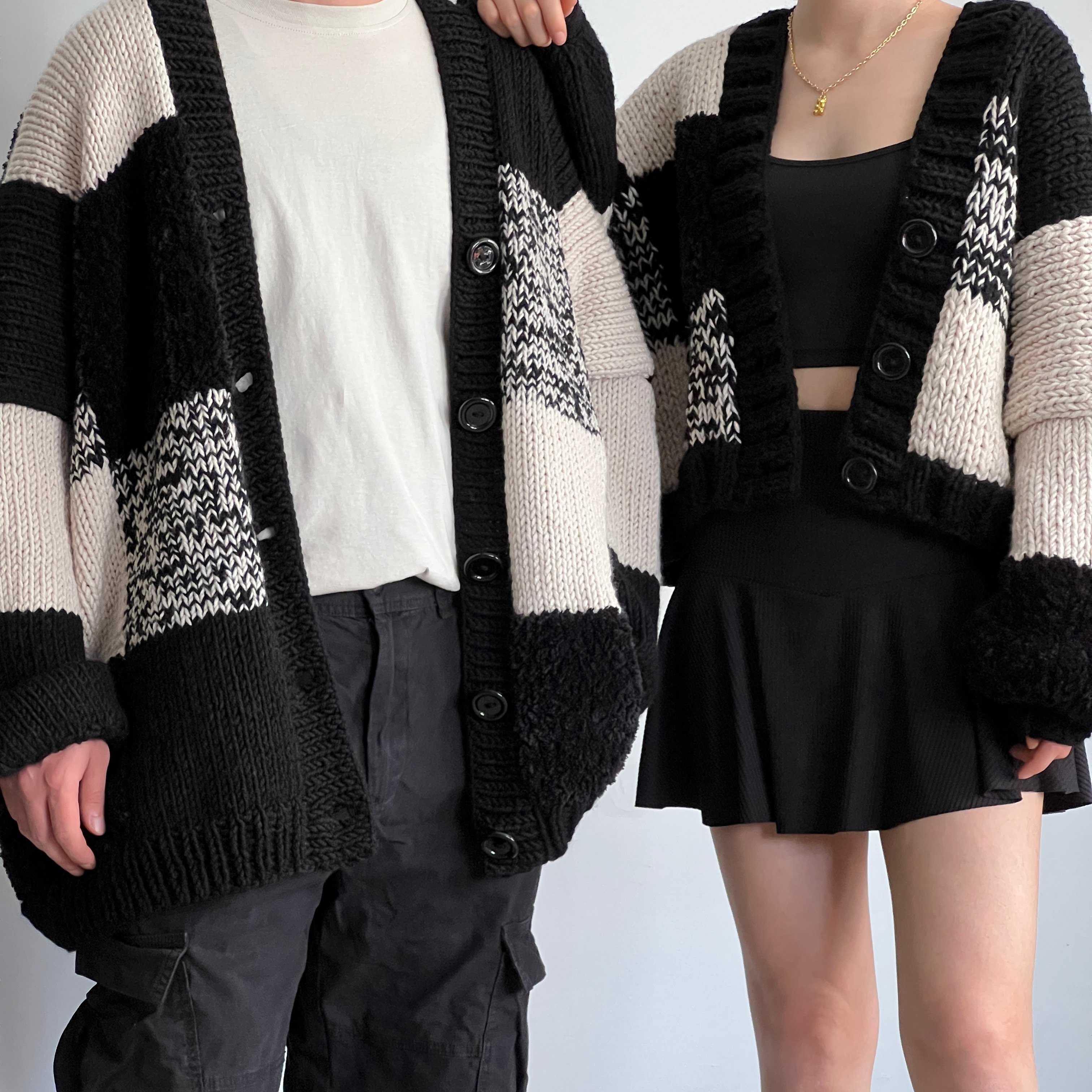 Male Version | Black Thinner Patchwork Cardigan