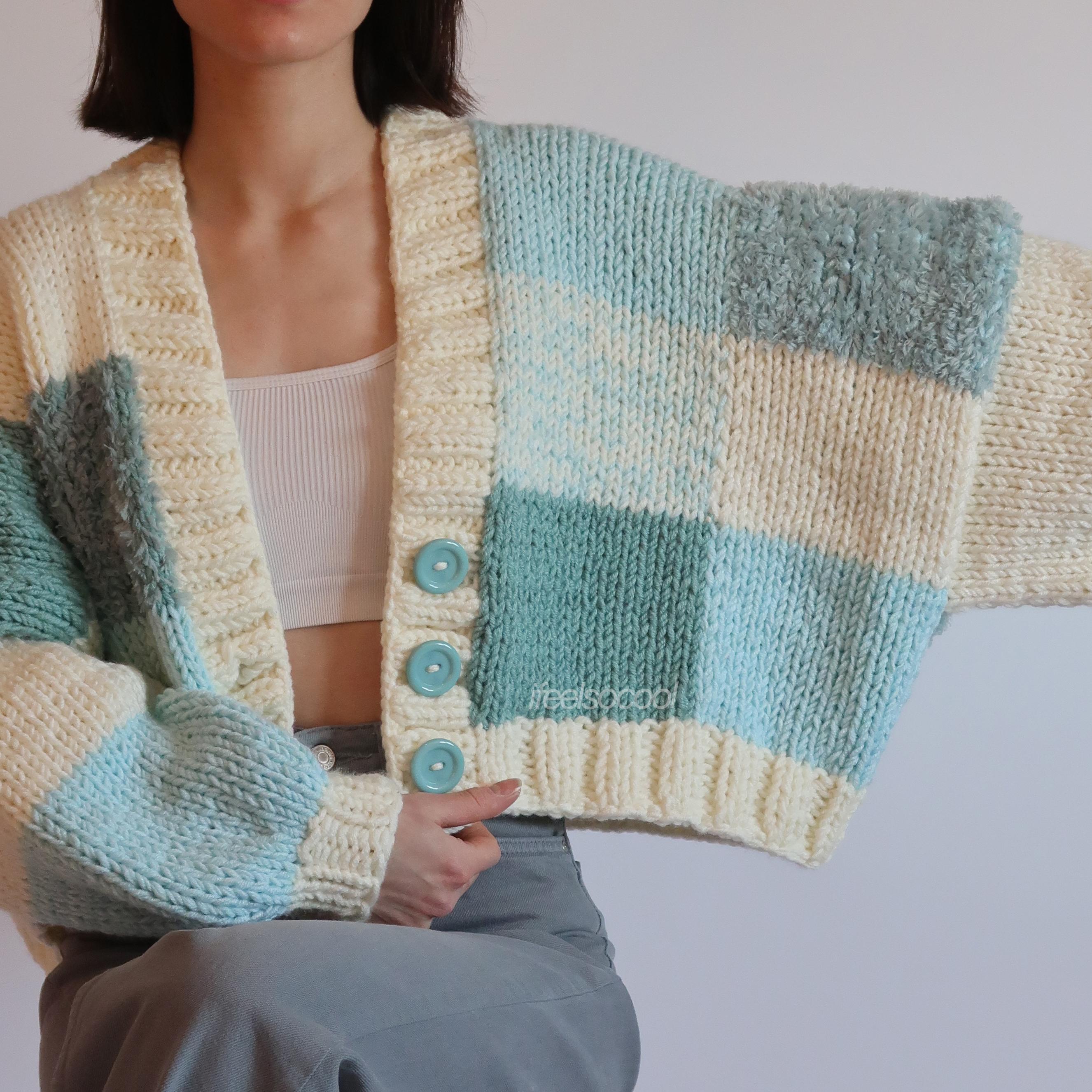 Light Mint Patchwork Cardigan