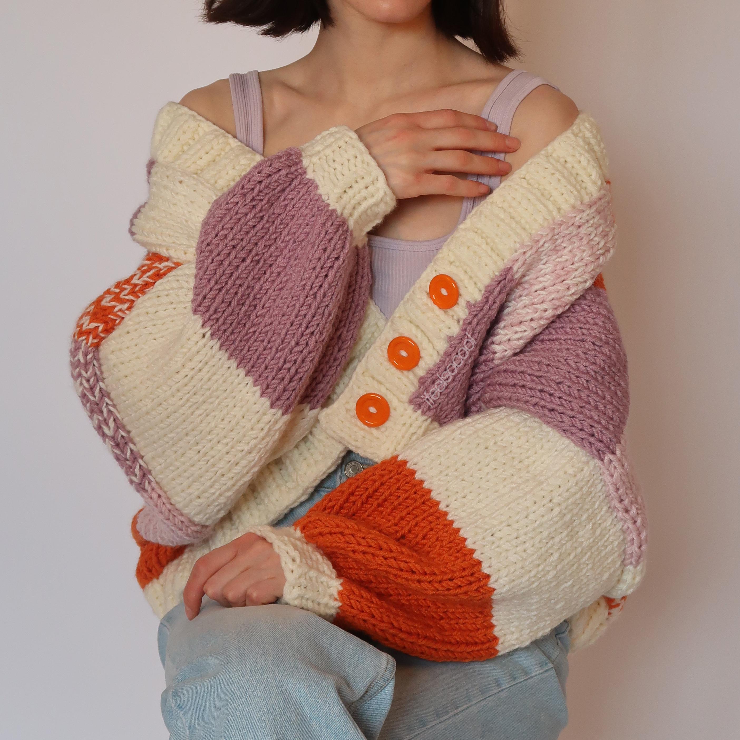 Lilac Orange Patchwork Cardigan