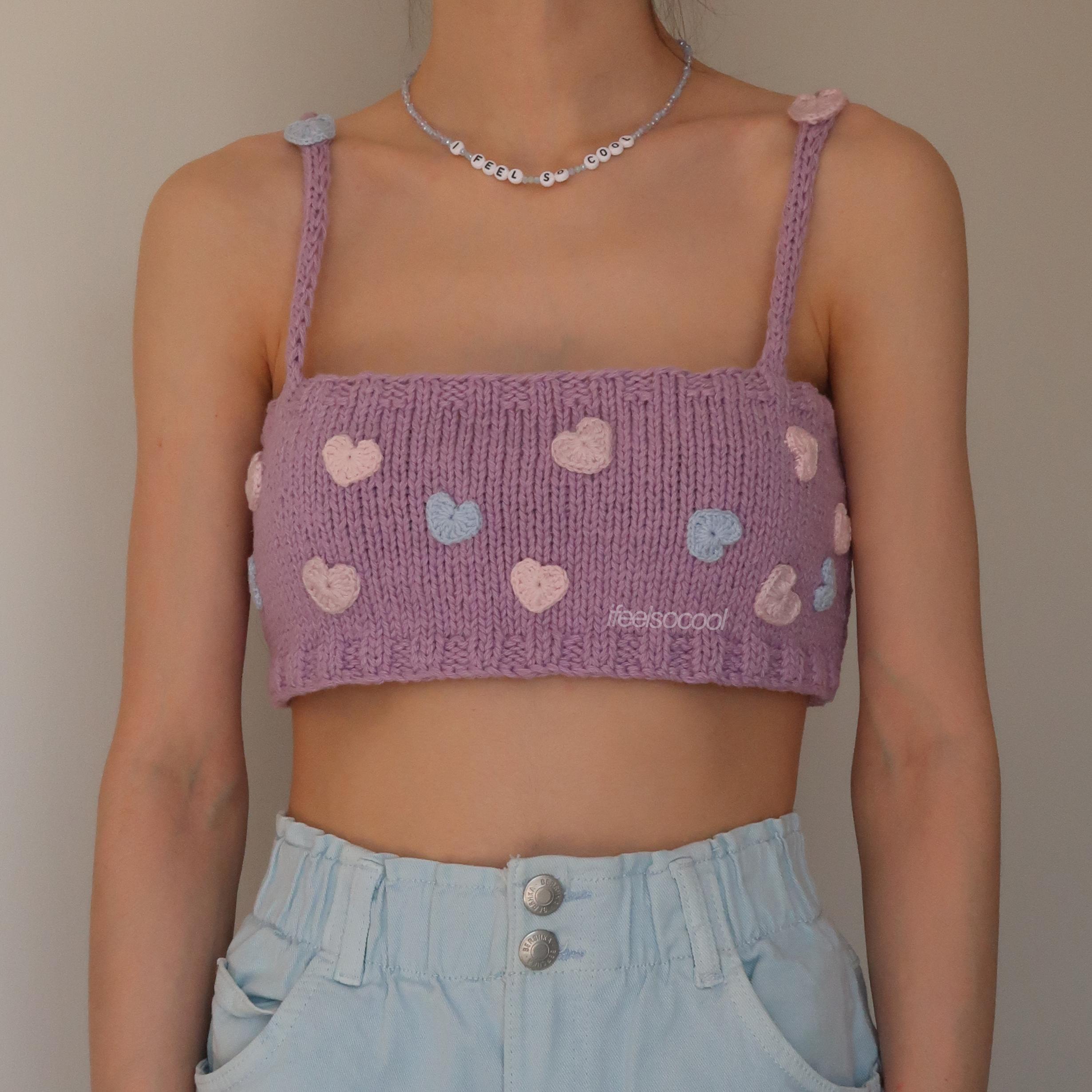 Heart Hand-knitted Crop Top