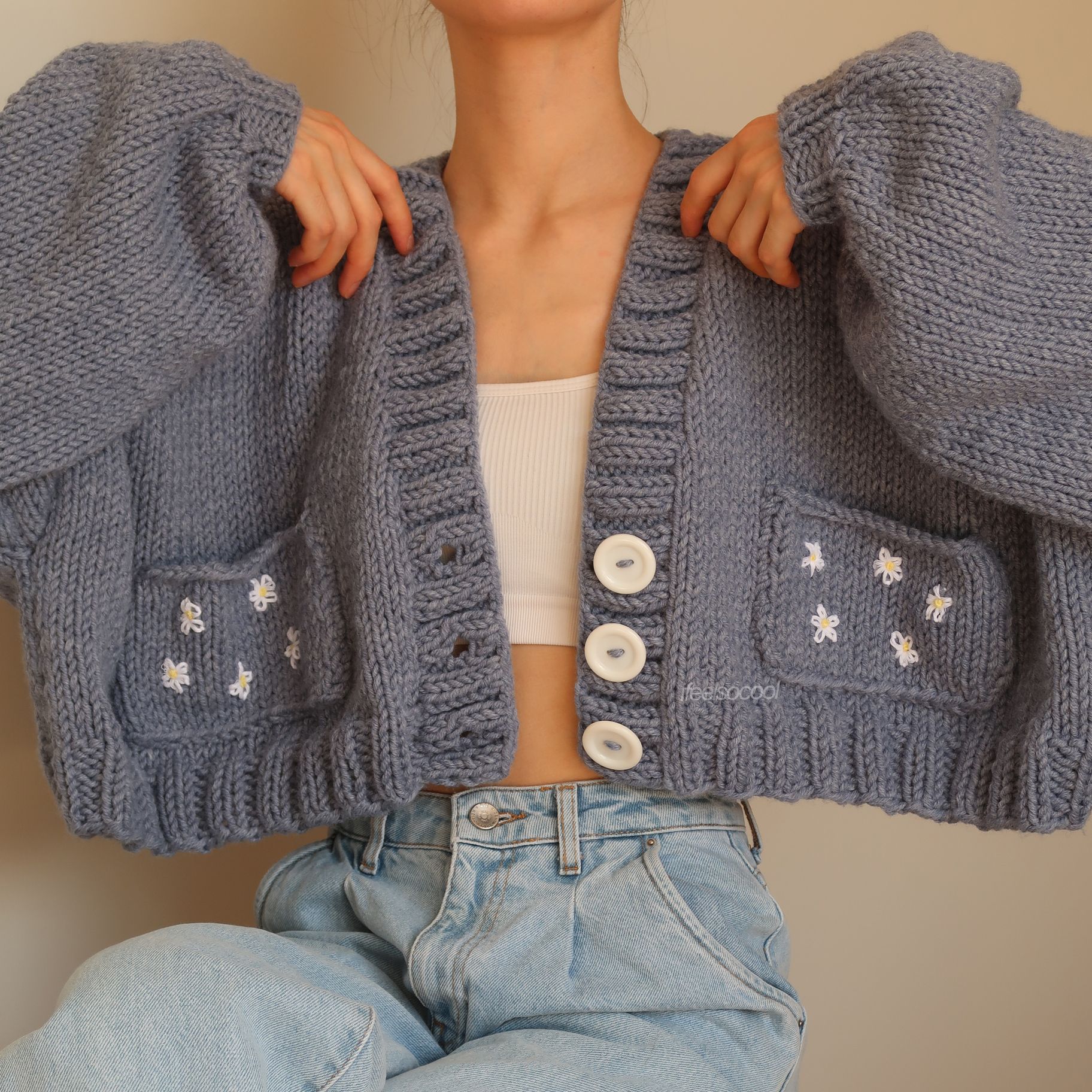 Denim Daisy Pocket Cardigan