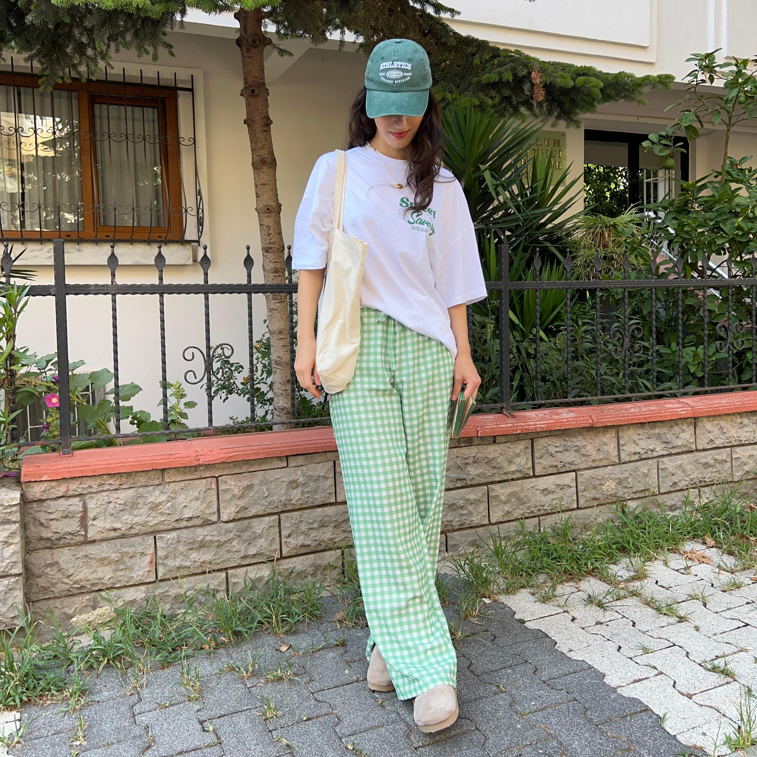 Straight-leg Linen Blend Handmade Gingham Trousers