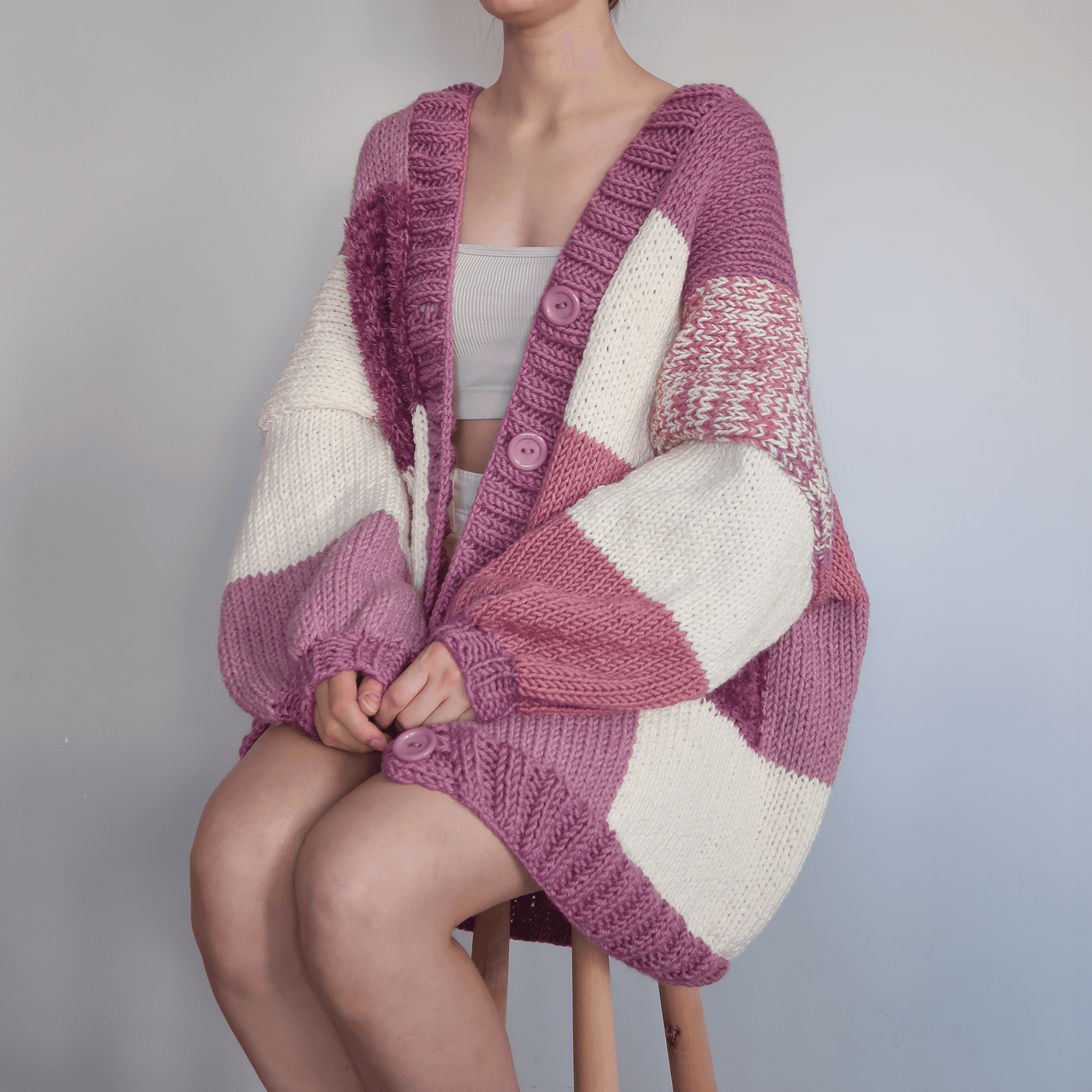 Thinner Beautyberry Patchwork Cardigan
