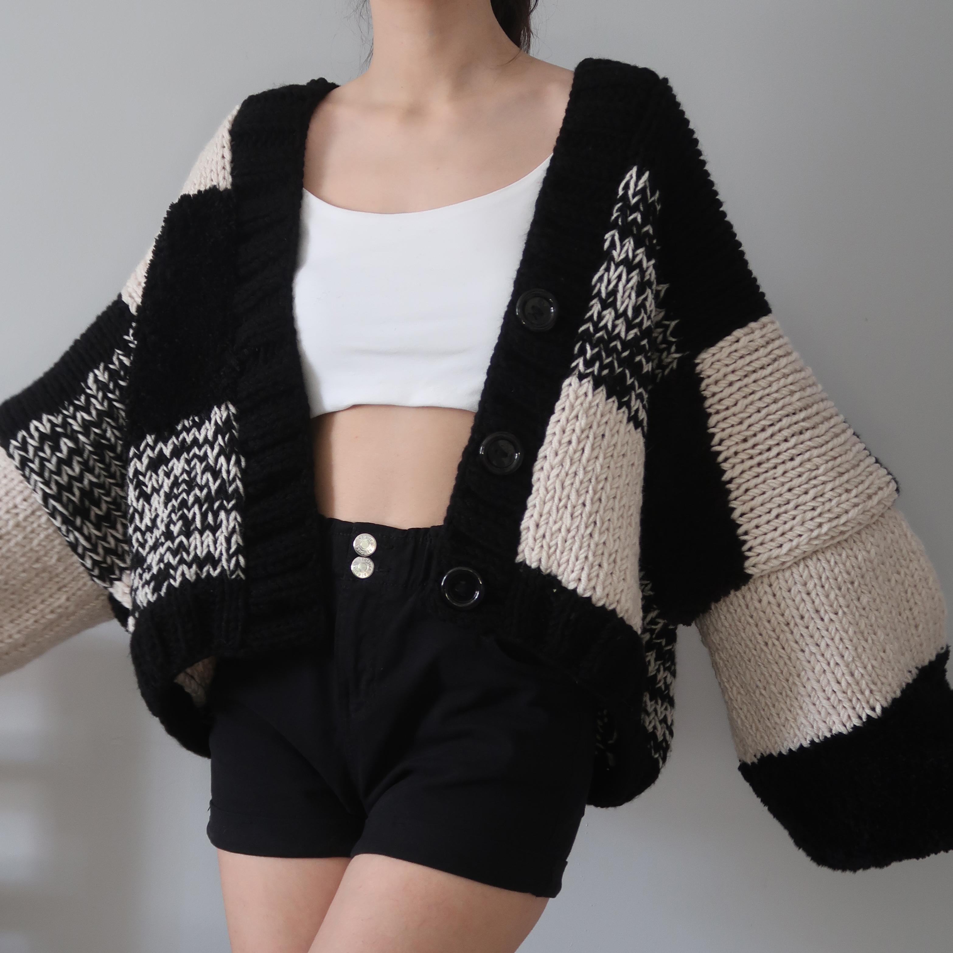 Black Patchwork Cardigan