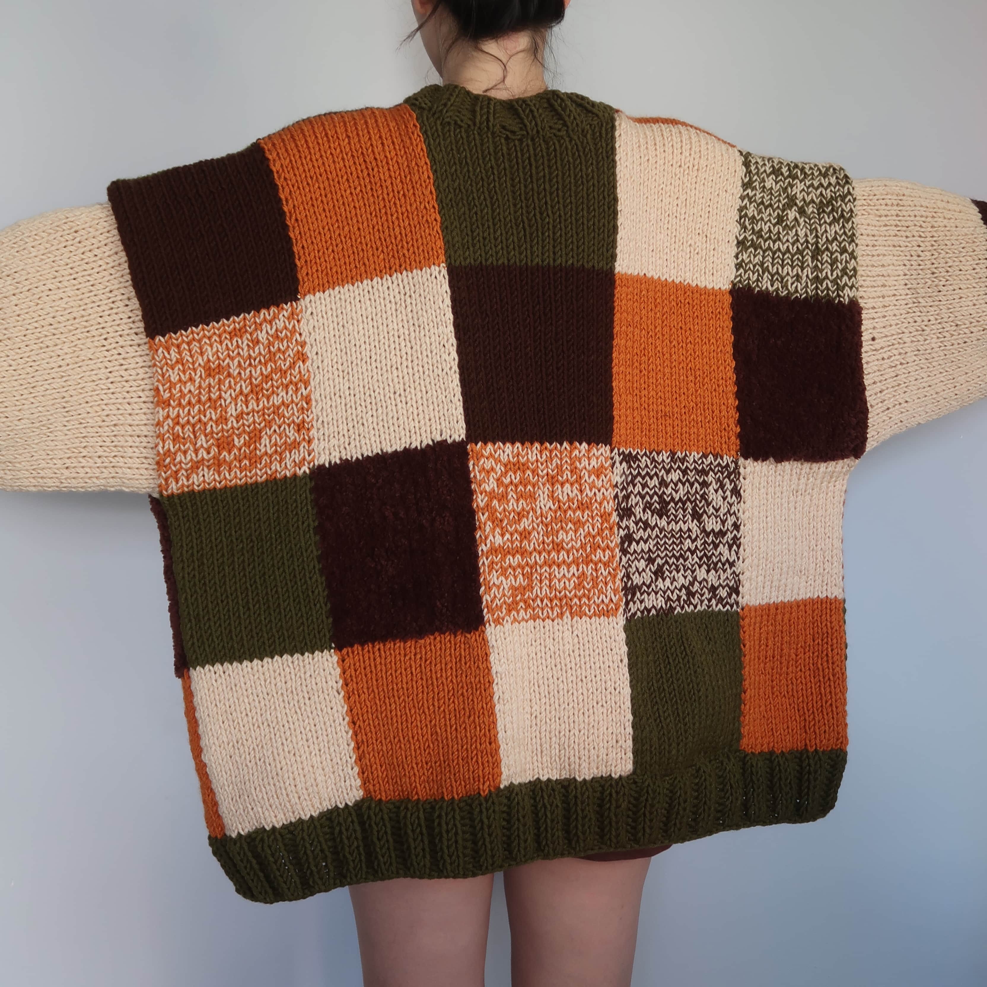 Thinner Rustic Autumn Patchwork Cardigan