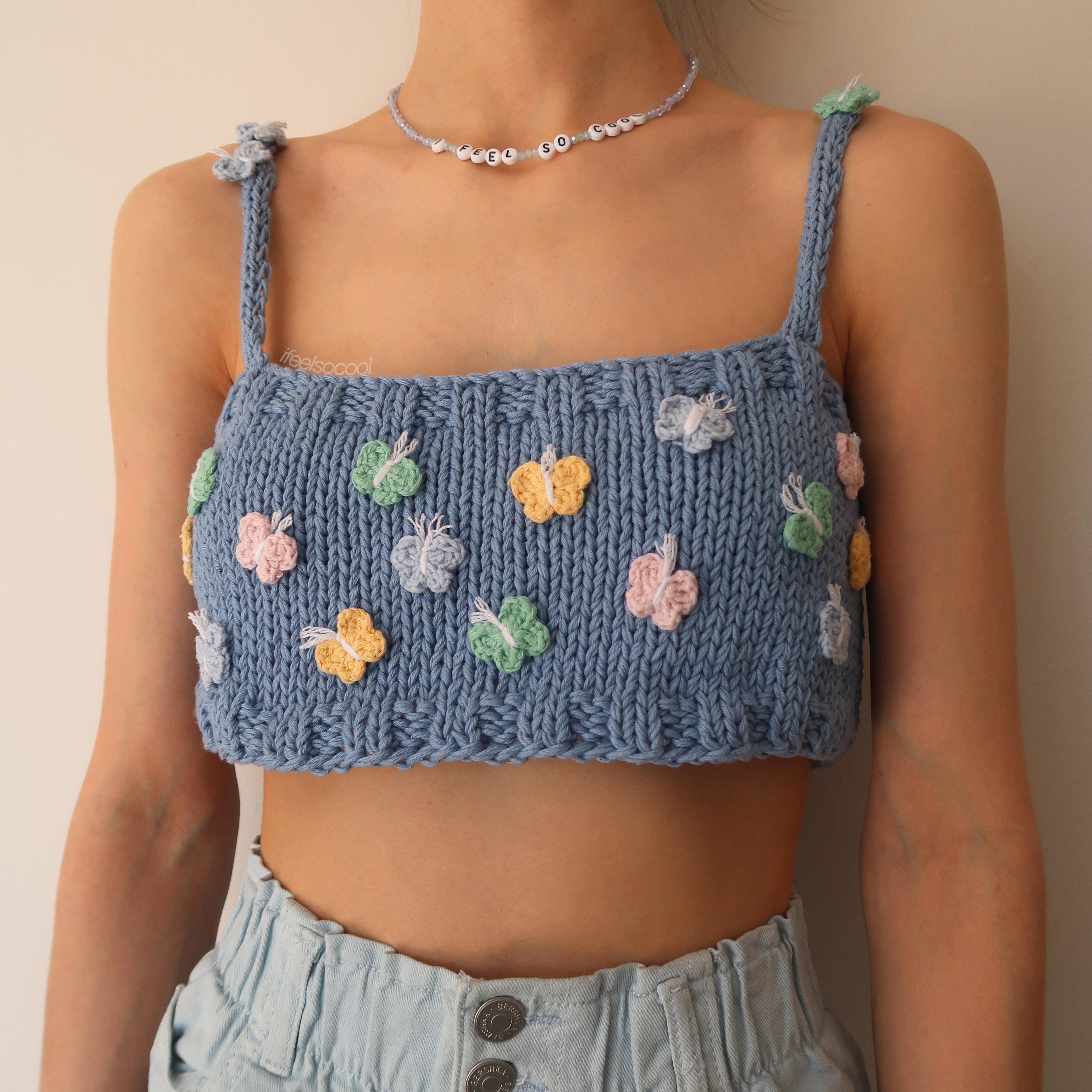 Butterfly Hand-knitted Crop Top