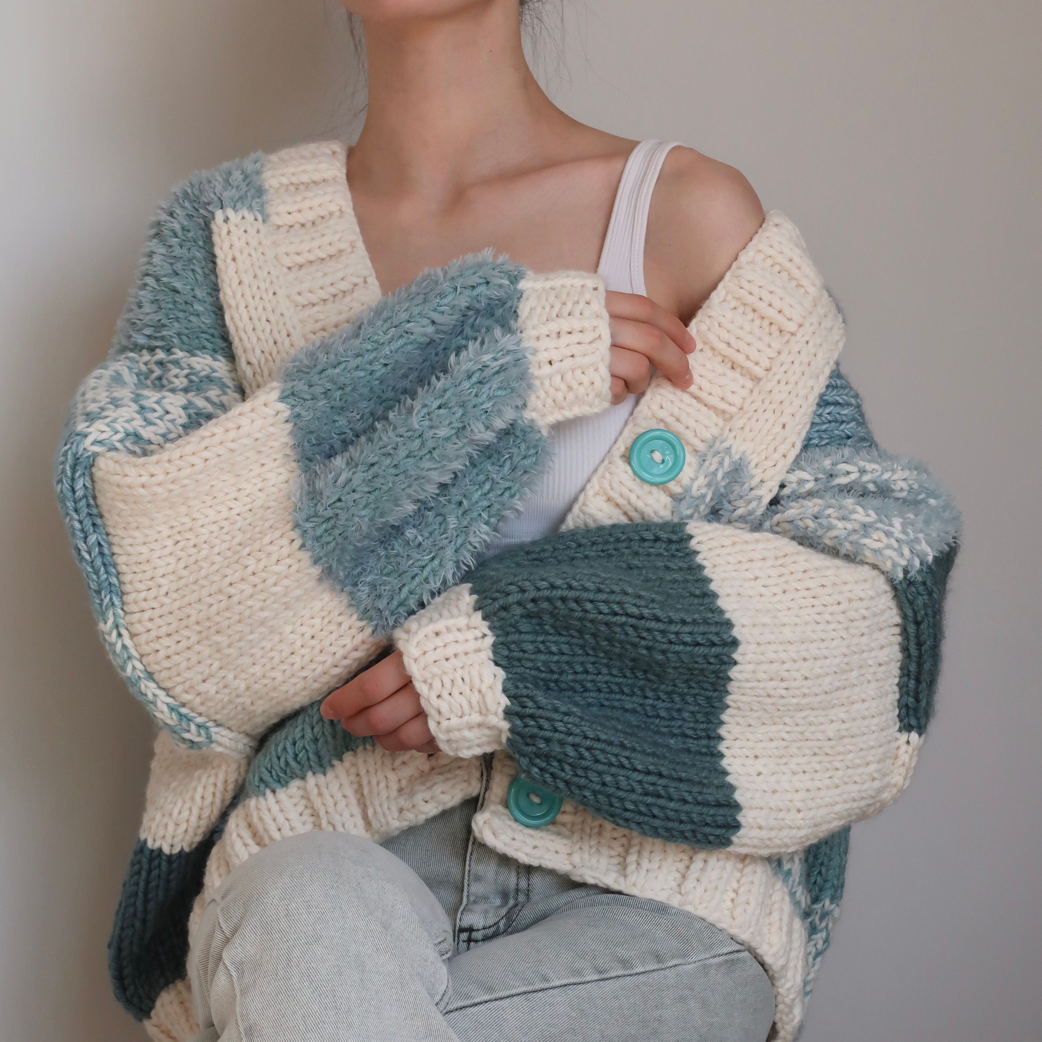 Matcha Mint Latte Patchwork Cardigan