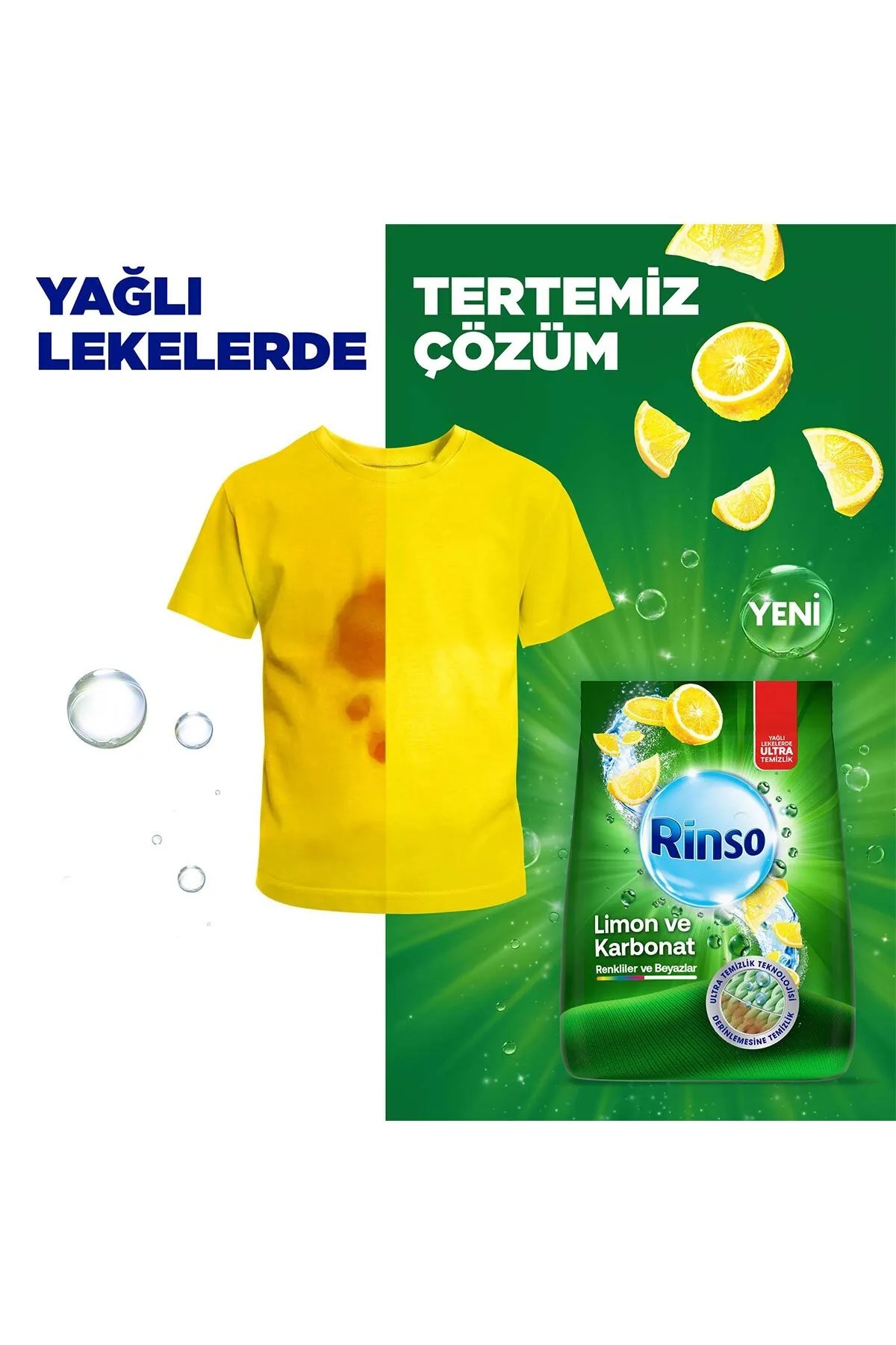 Rinso Toz Deterjan Limon Karbonat Renkliler Ve Beyazlar İçin Derinlemesine Temizlik 8 Kg