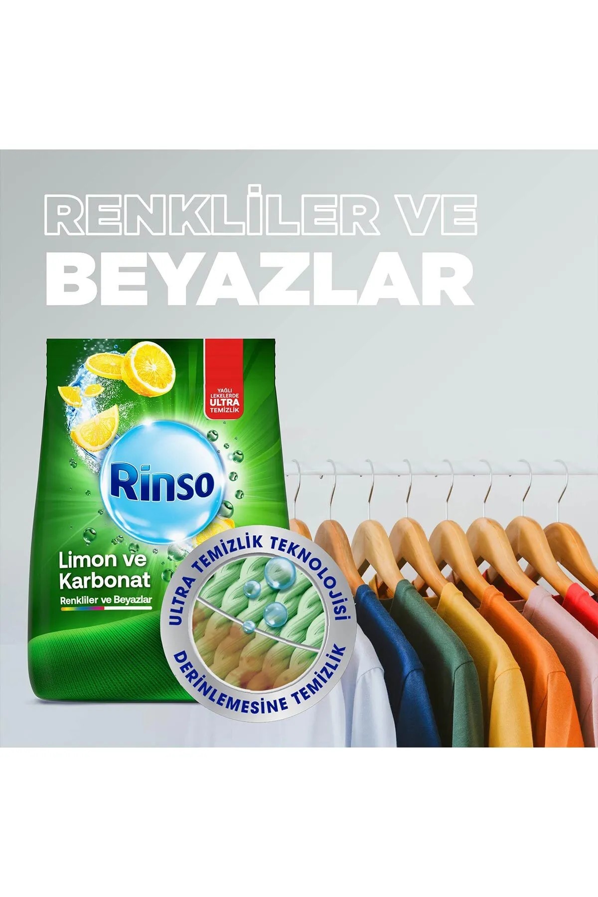 Rinso Toz Deterjan Limon Karbonat Renkliler Ve Beyazlar İçin Derinlemesine Temizlik 8 Kg