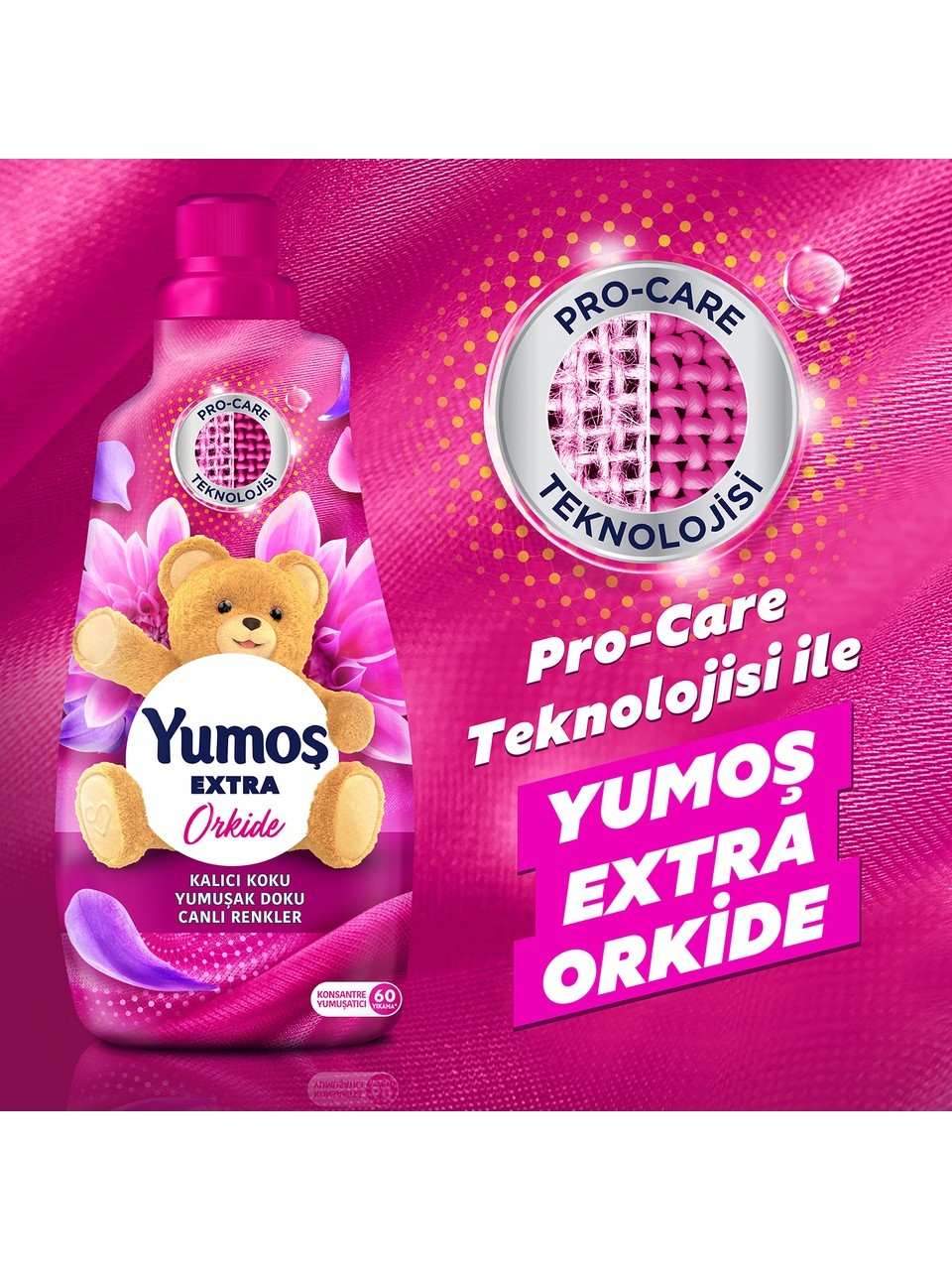 Yumoş Extra Konsantre Çamaşır Yumuşatıcısı  Kalıcı Koku Renkliler İçin Orkide 60 Yıkama 1440 ml