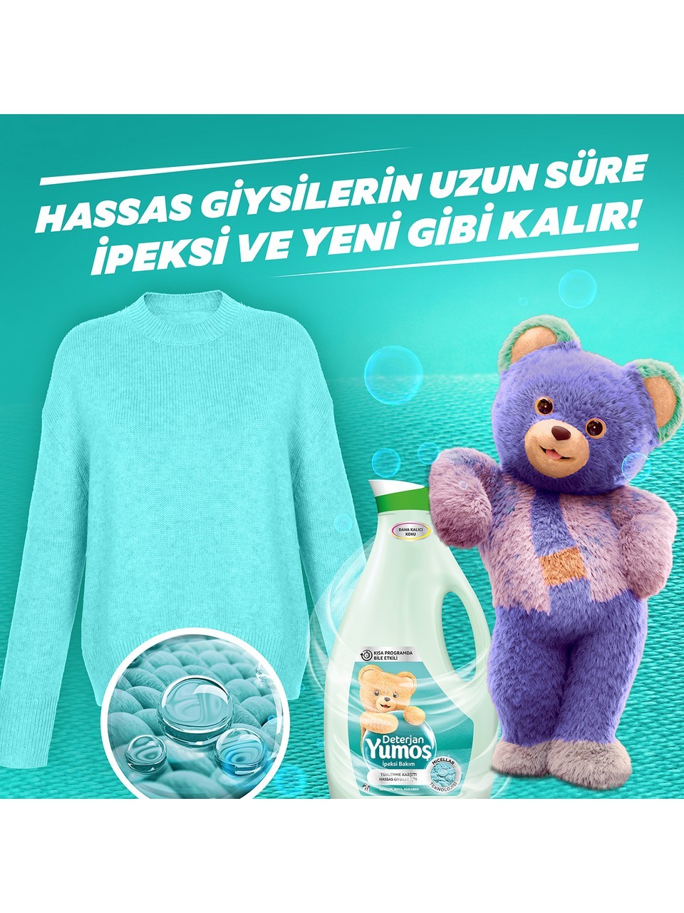 Yumoş Sıvı Bakım Çamaşır Deterjanı Hassas Giysiler için Tüylenme Karşıtı ipeksi Dokunuş 42 Yıkama 2520 ml