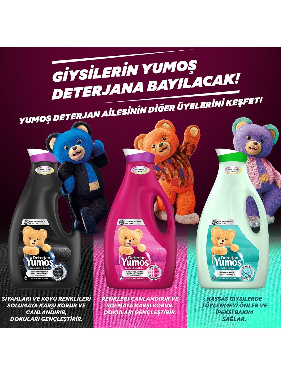 Yumoş Sıvı Bakım Çamaşır Deterjanı Siyah ve Koyu Renkli Giysiler İçin 42 Yıkama 2520 ml