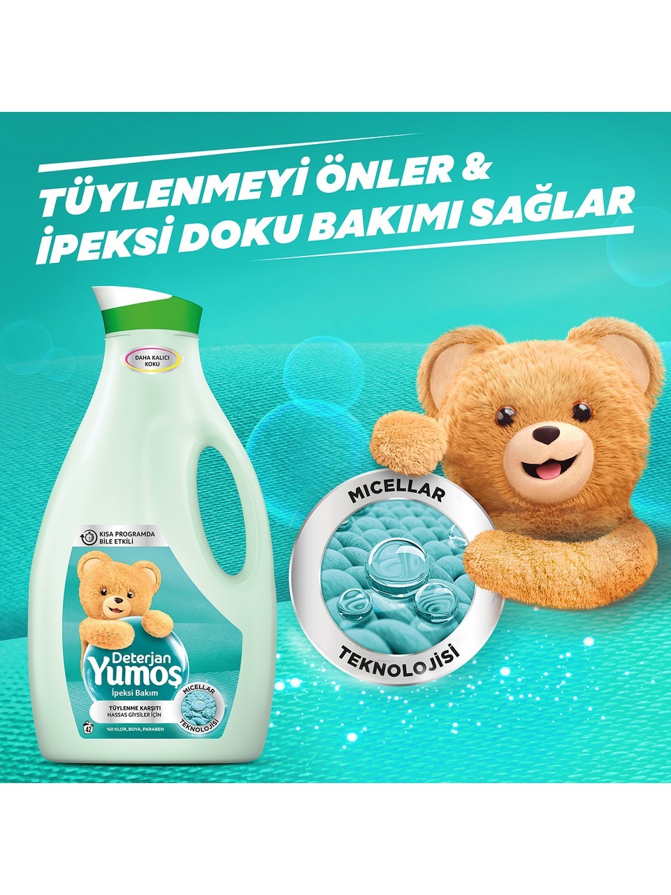 Yumoş Sıvı Bakım Çamaşır Deterjanı Hassas Giysiler için Tüylenme Karşıtı ipeksi Dokunuş 42 Yıkama 2520 ml